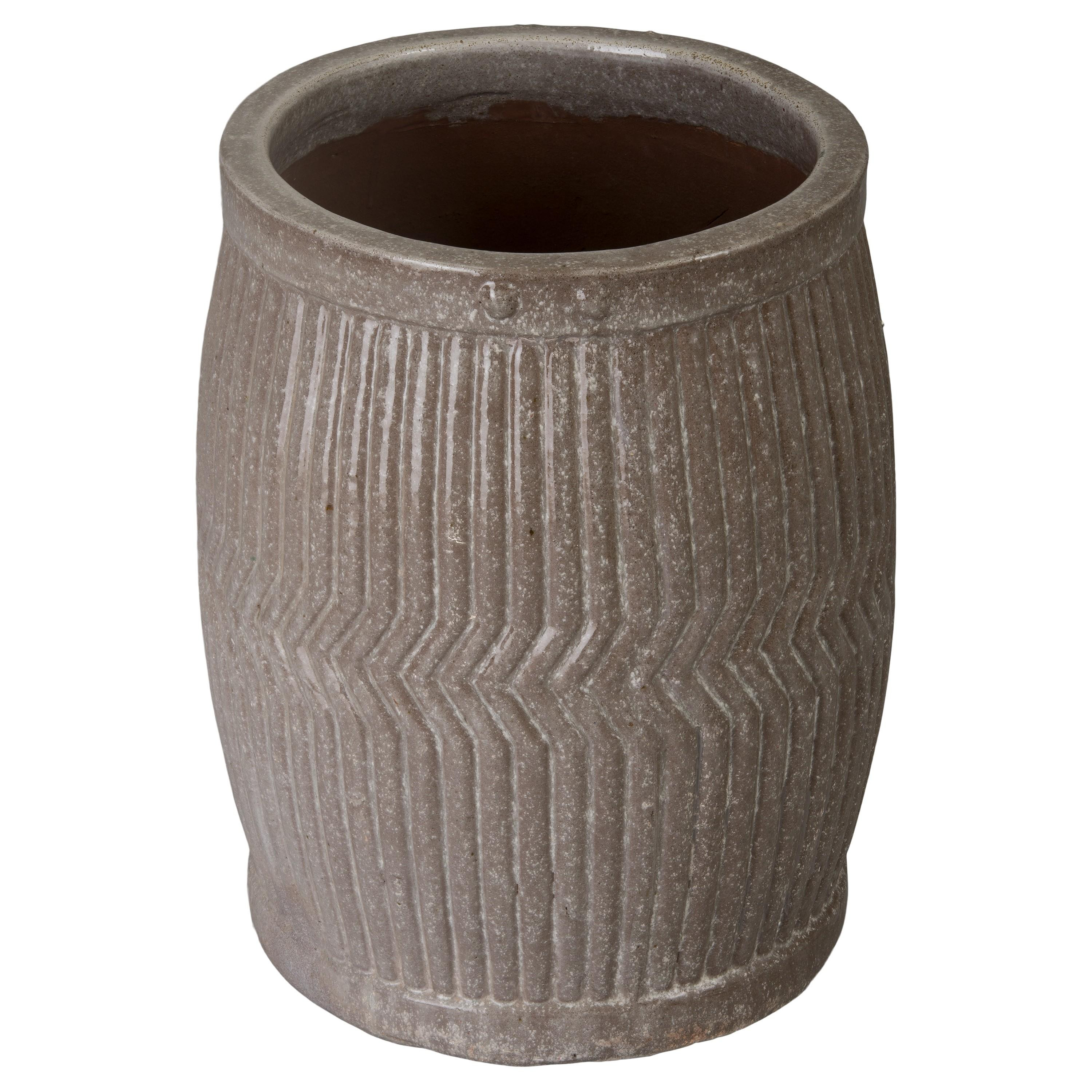 25 in. Dolly Tub Gray Ceramic Planter