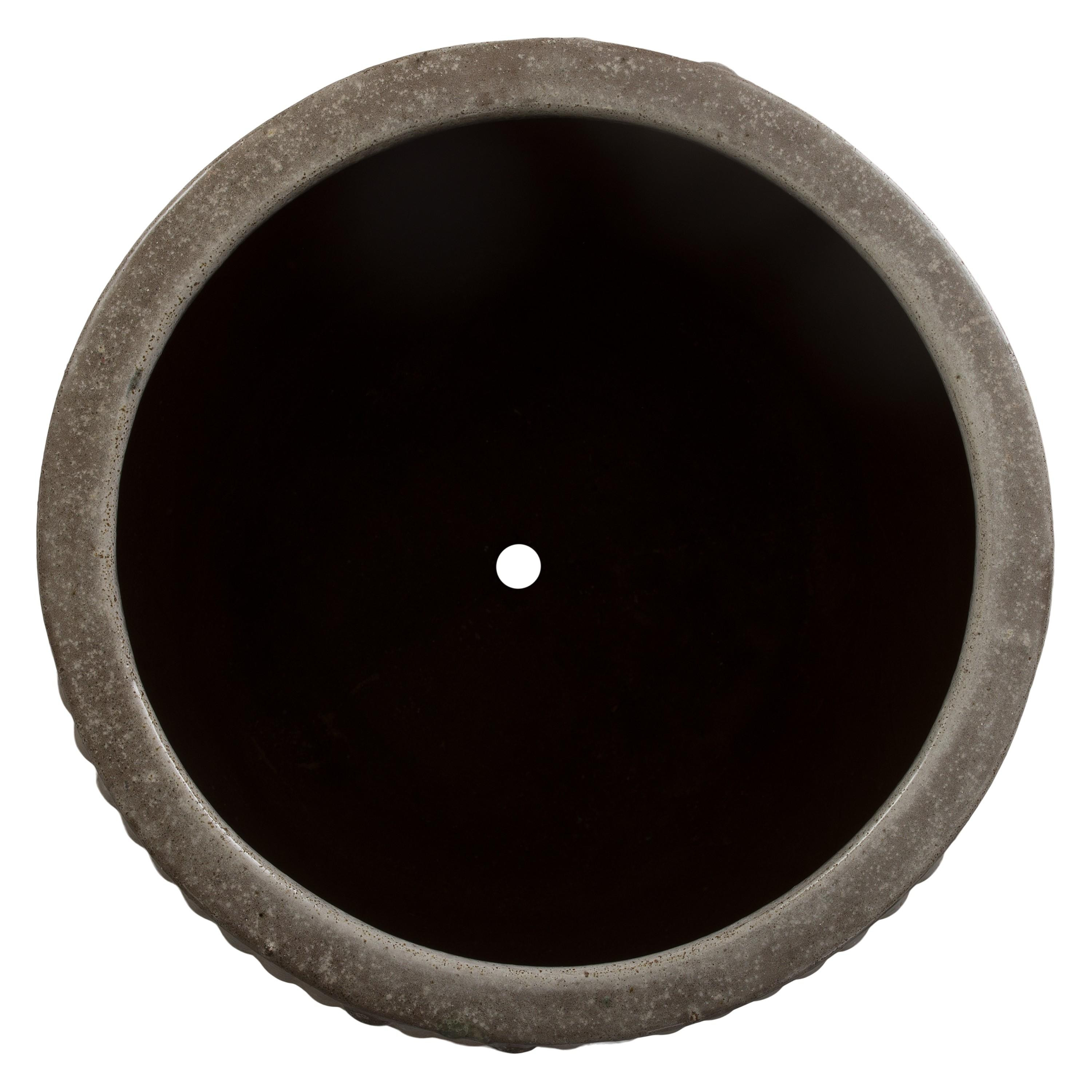 25 in. Dolly Tub Gray Ceramic Planter
