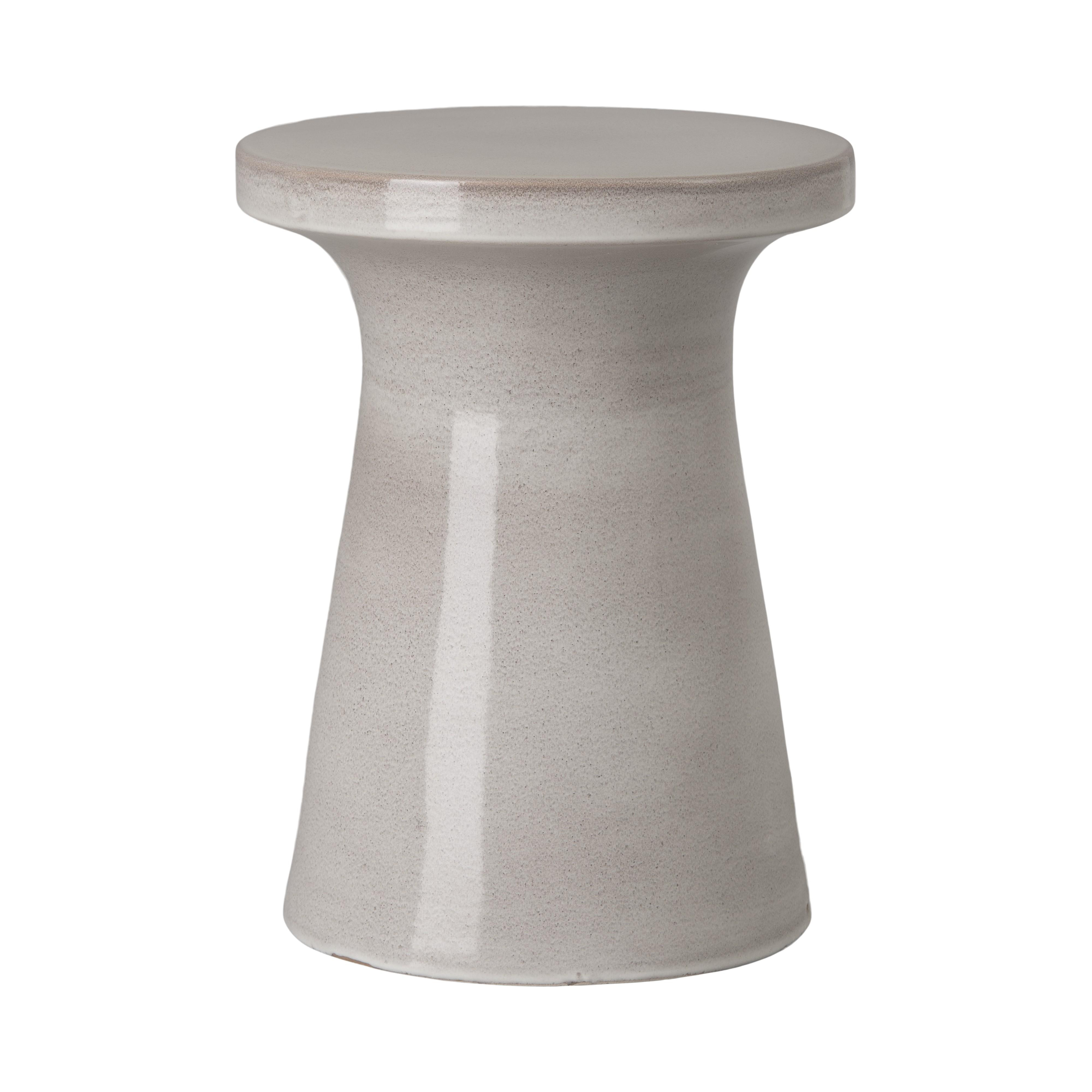18 in. Plateau Gray Ceramic Garden Stool