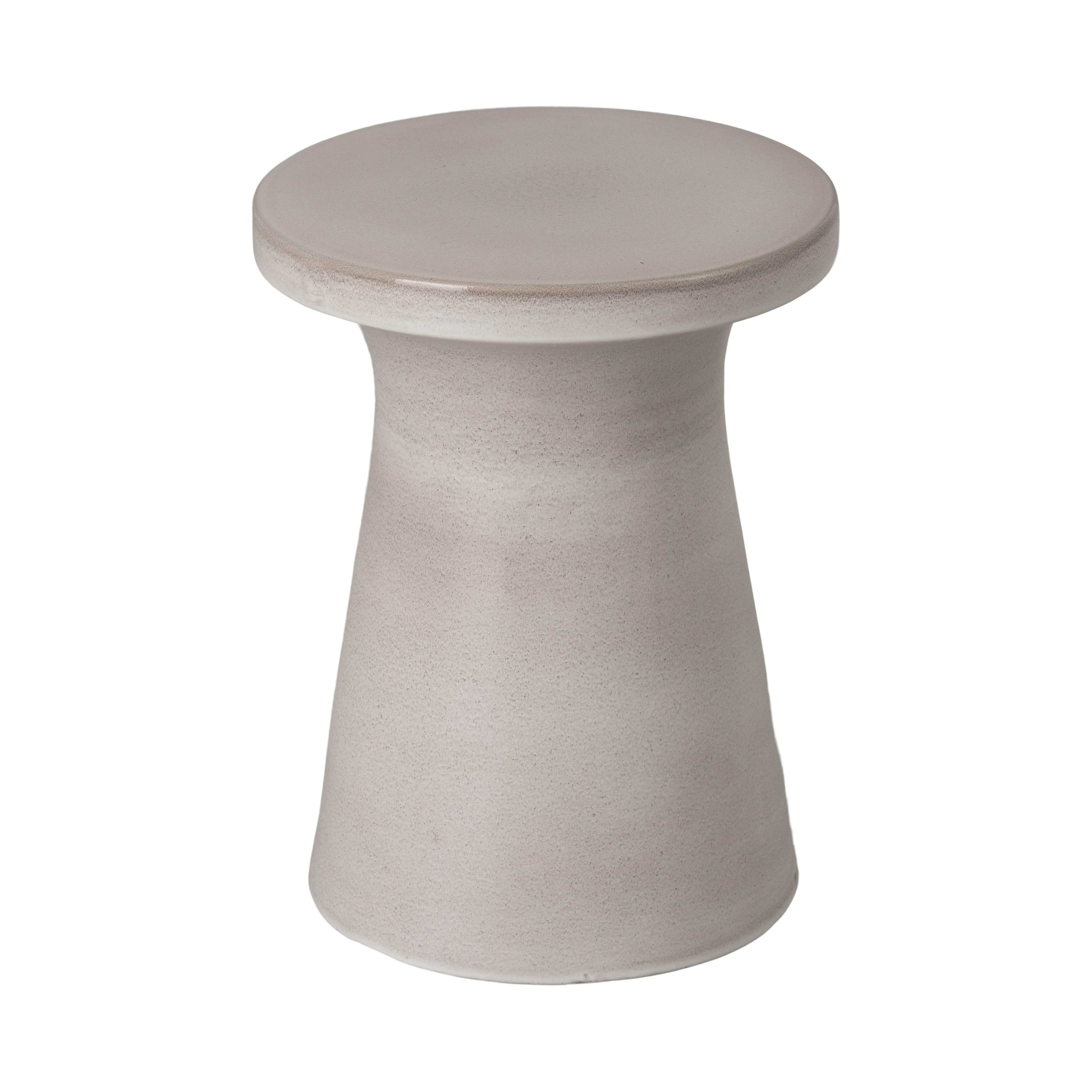 18 in. Plateau Gray Ceramic Garden Stool Emissary