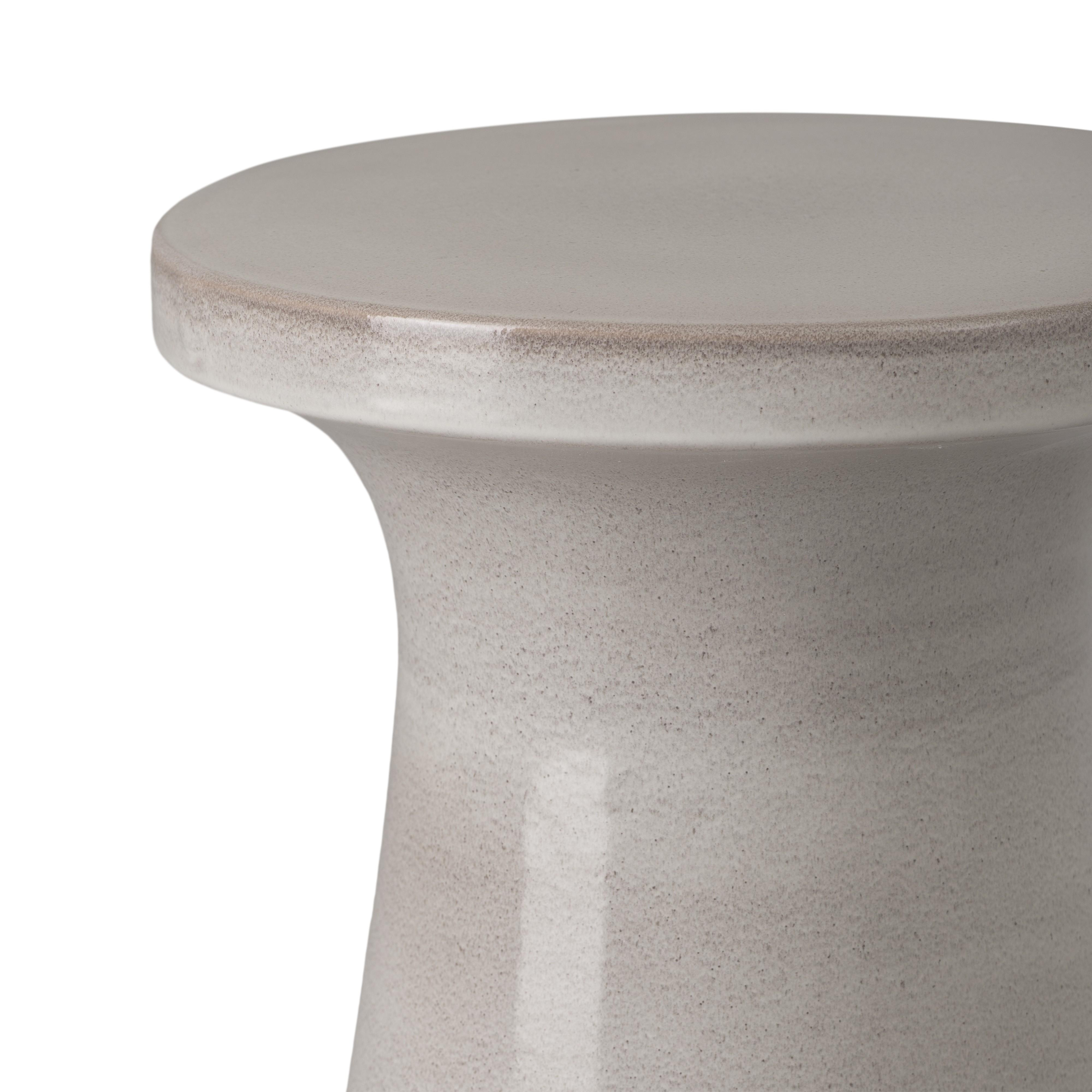 18 in. Plateau Gray Ceramic Garden Stool
