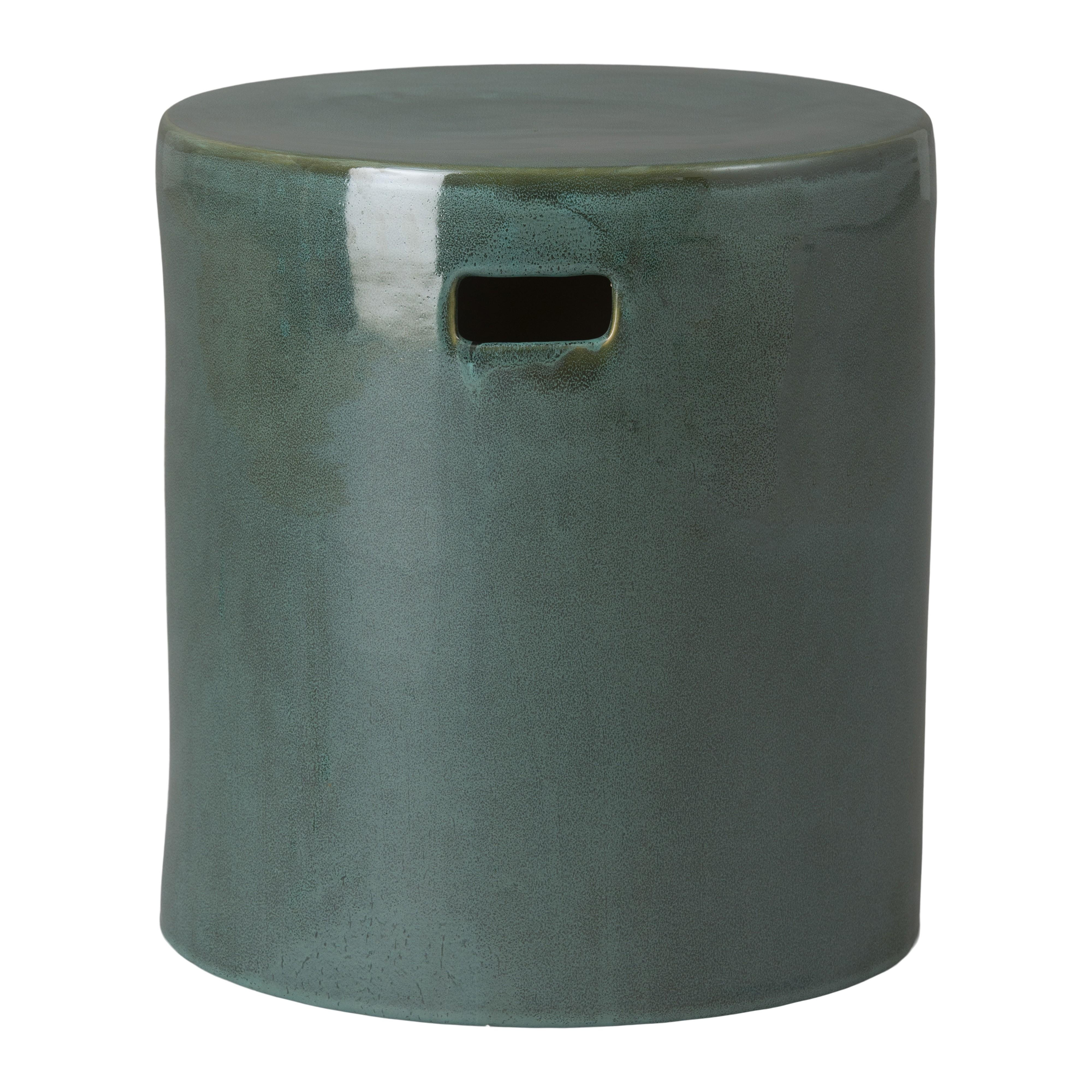 18 in. Round Green Kelp Ceramic Garden Stool