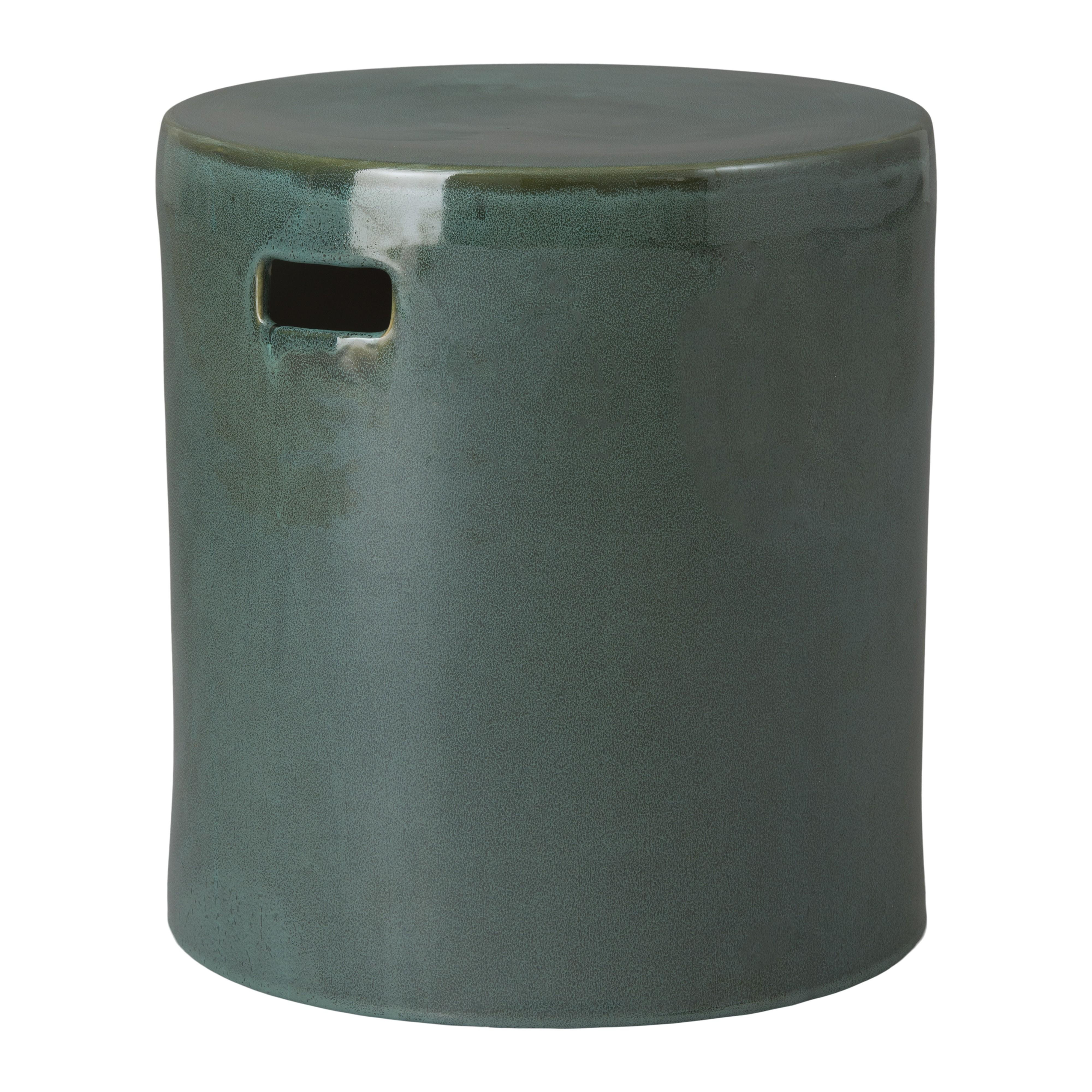 18 in. Round Green Kelp Ceramic Garden Stool