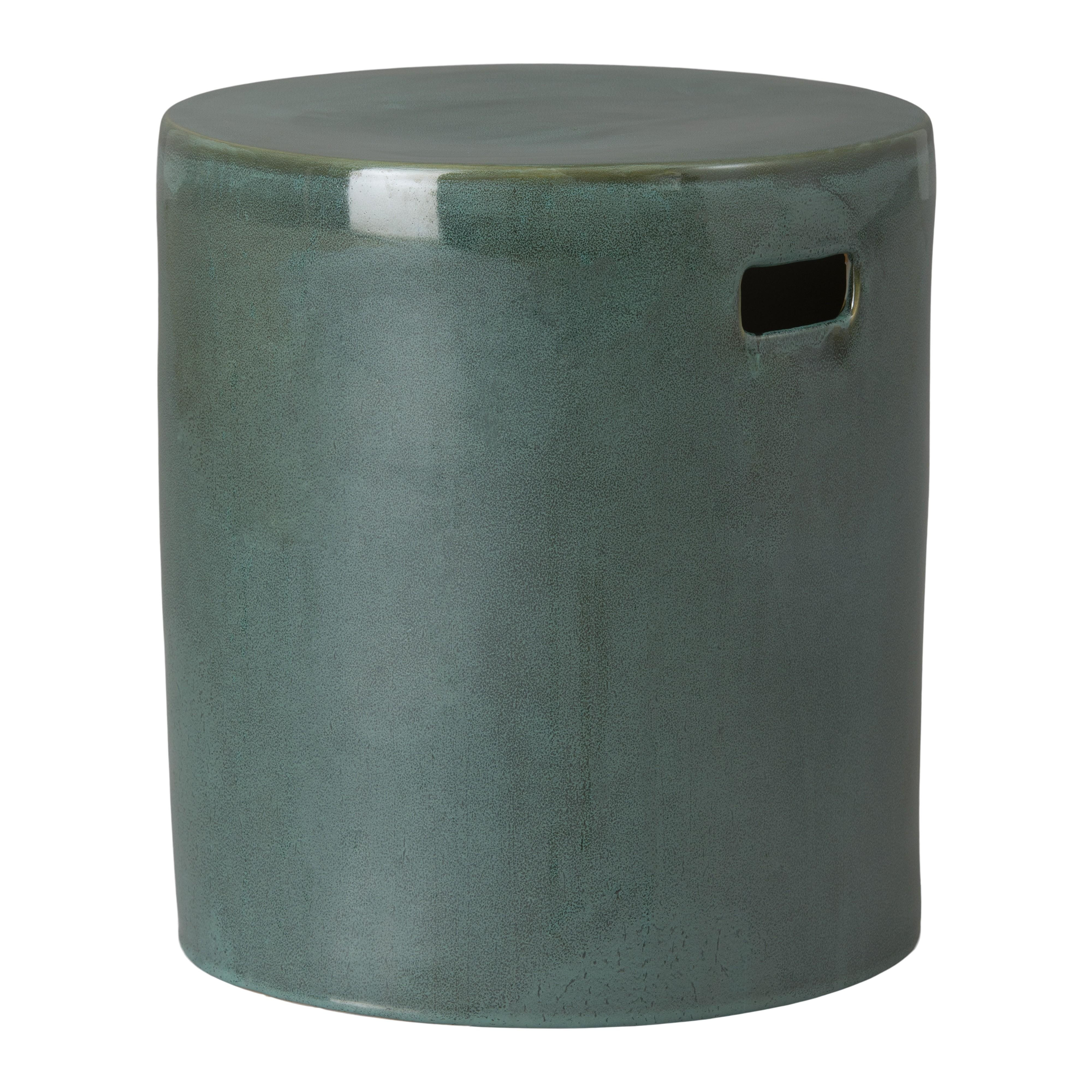 18 in. Round Green Kelp Ceramic Garden Stool