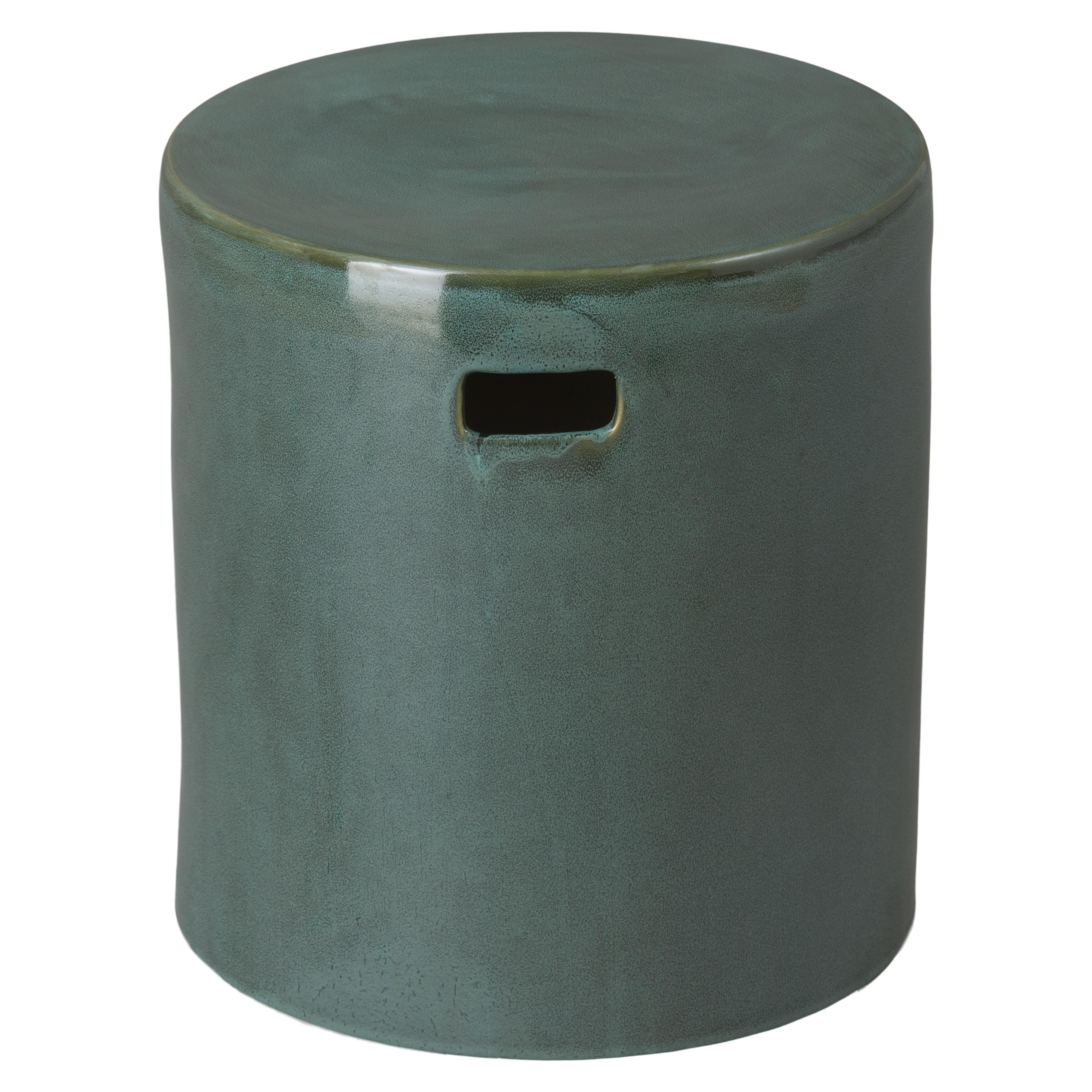 18 in. Round Green Kelp Ceramic Garden Stool