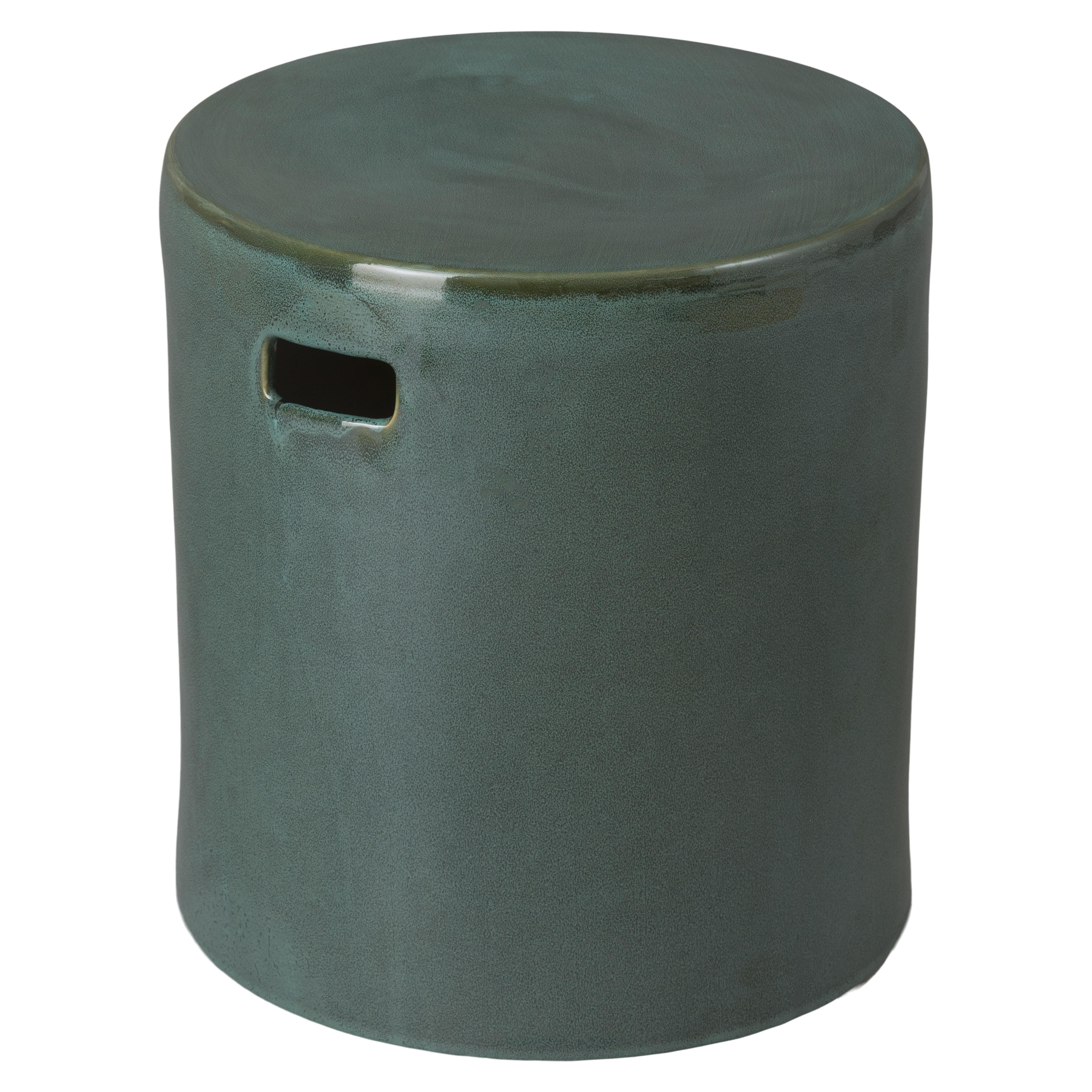18 in. Round Green Kelp Ceramic Garden Stool