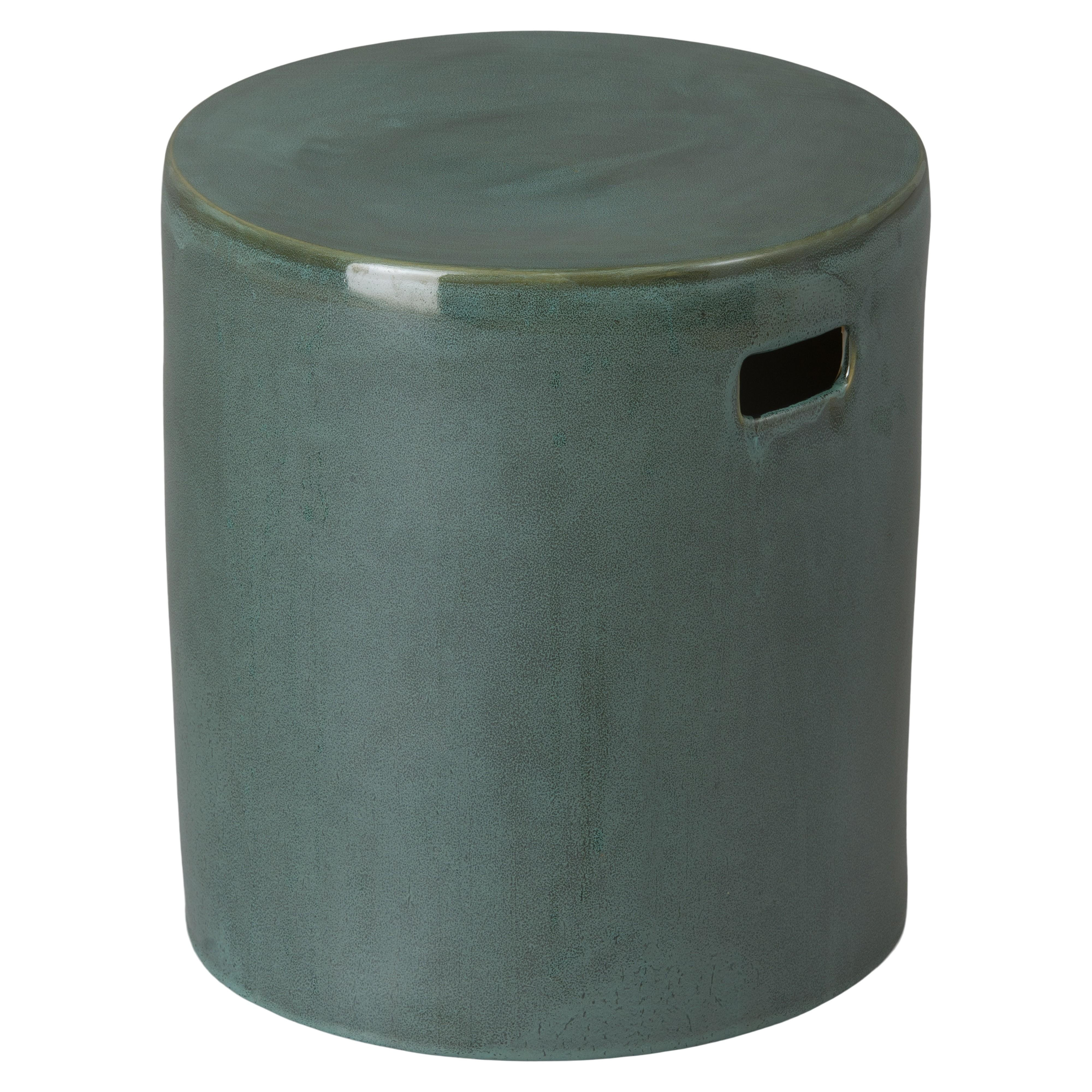 18 in. Round Green Kelp Ceramic Garden Stool