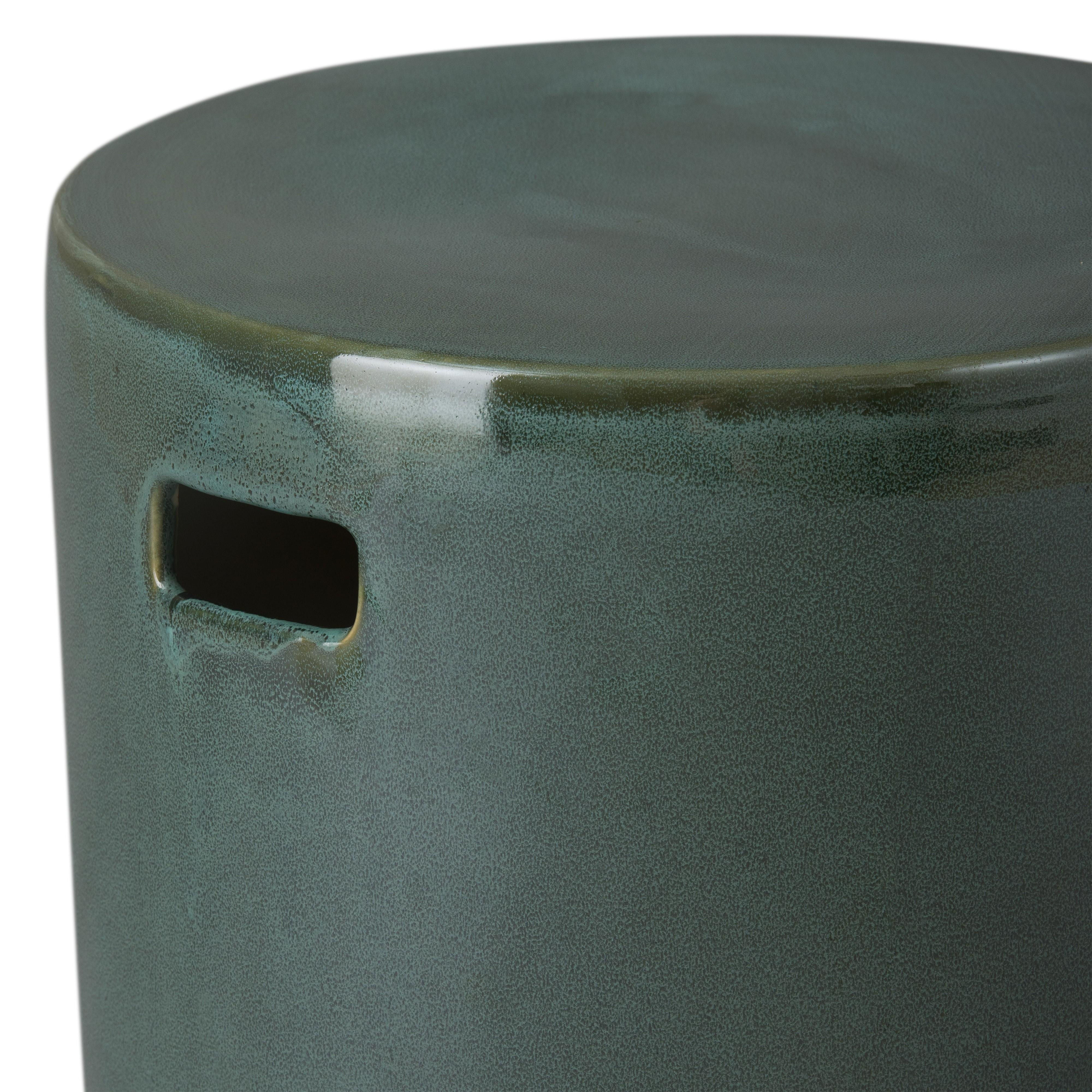 18 in. Round Green Kelp Ceramic Garden Stool