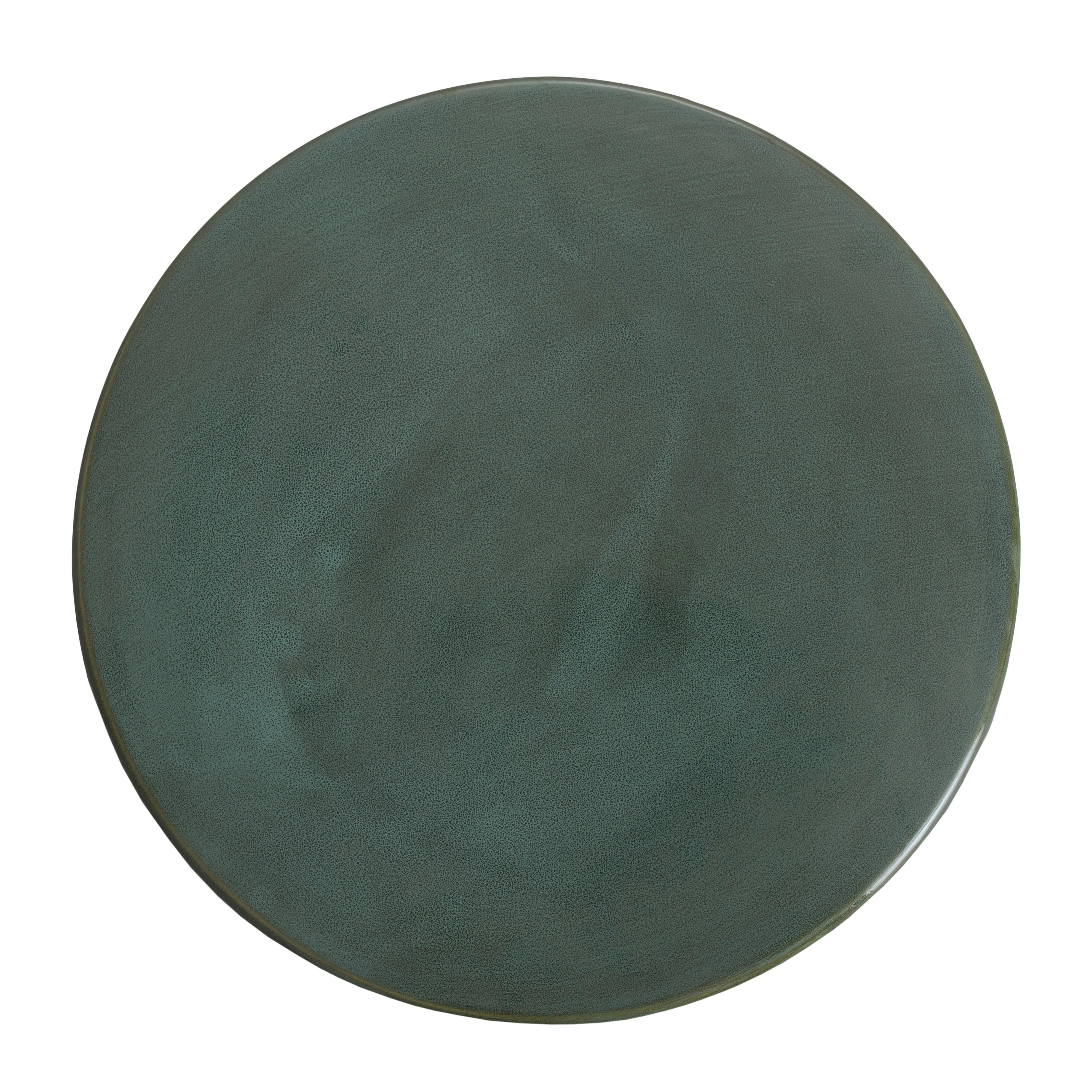 18 in. Round Green Kelp Ceramic Garden Stool