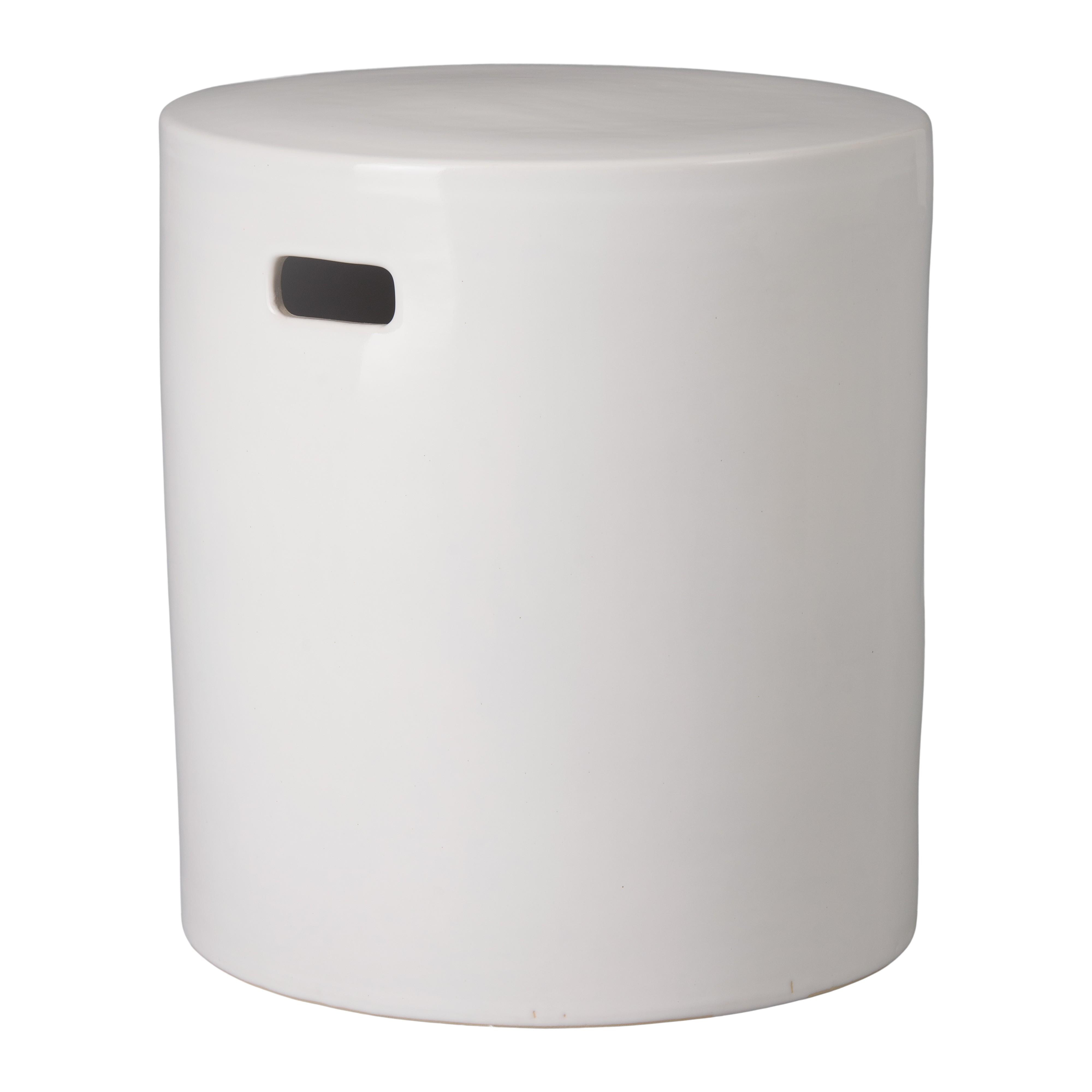 18 in. Round White Ceramic Garden Stool