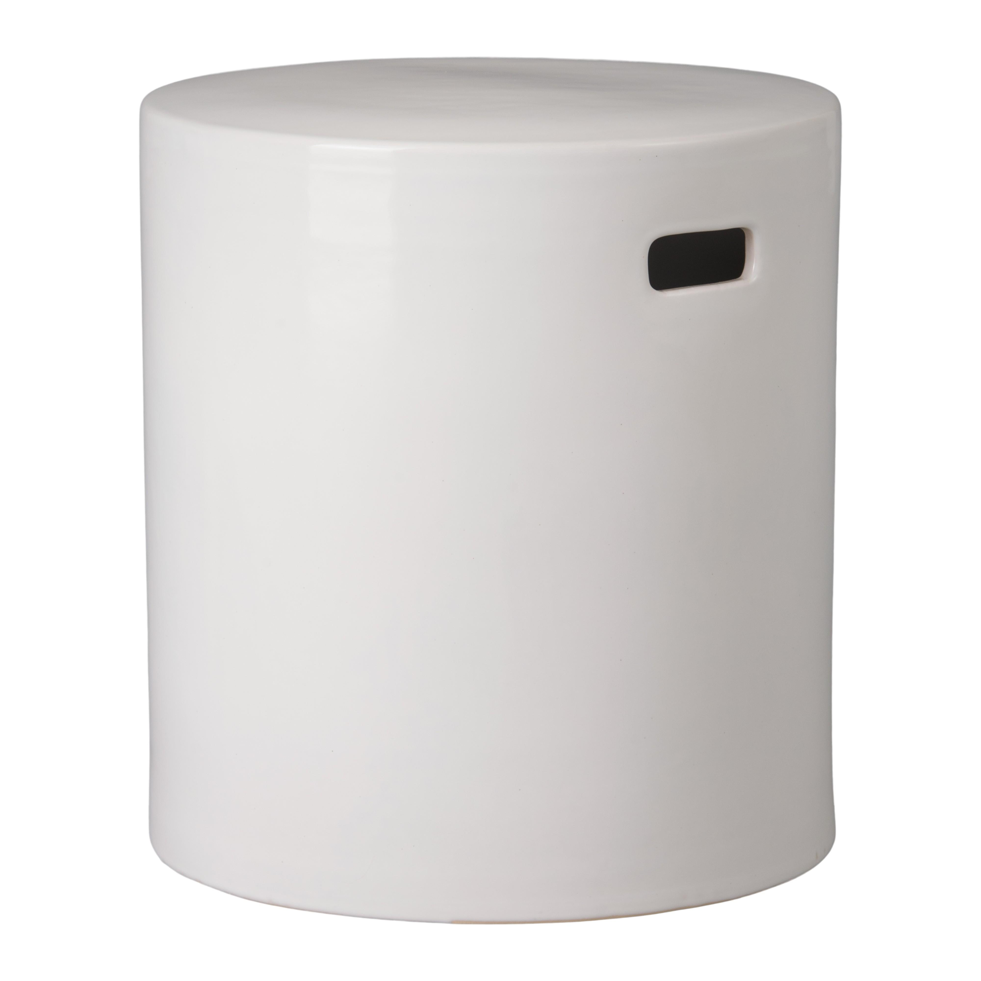 18 in. Round White Ceramic Garden Stool