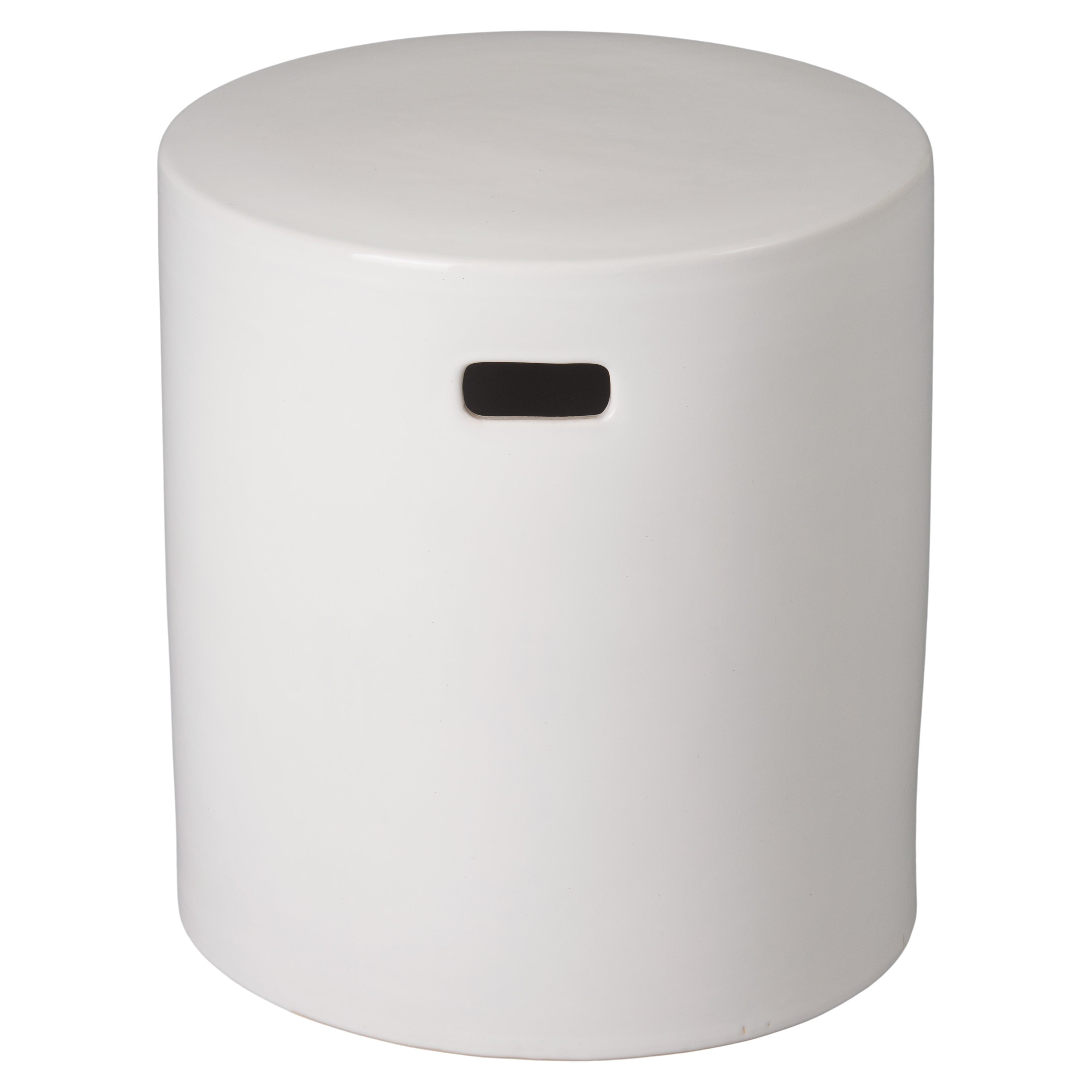 18 in. Round White Ceramic Garden Stool