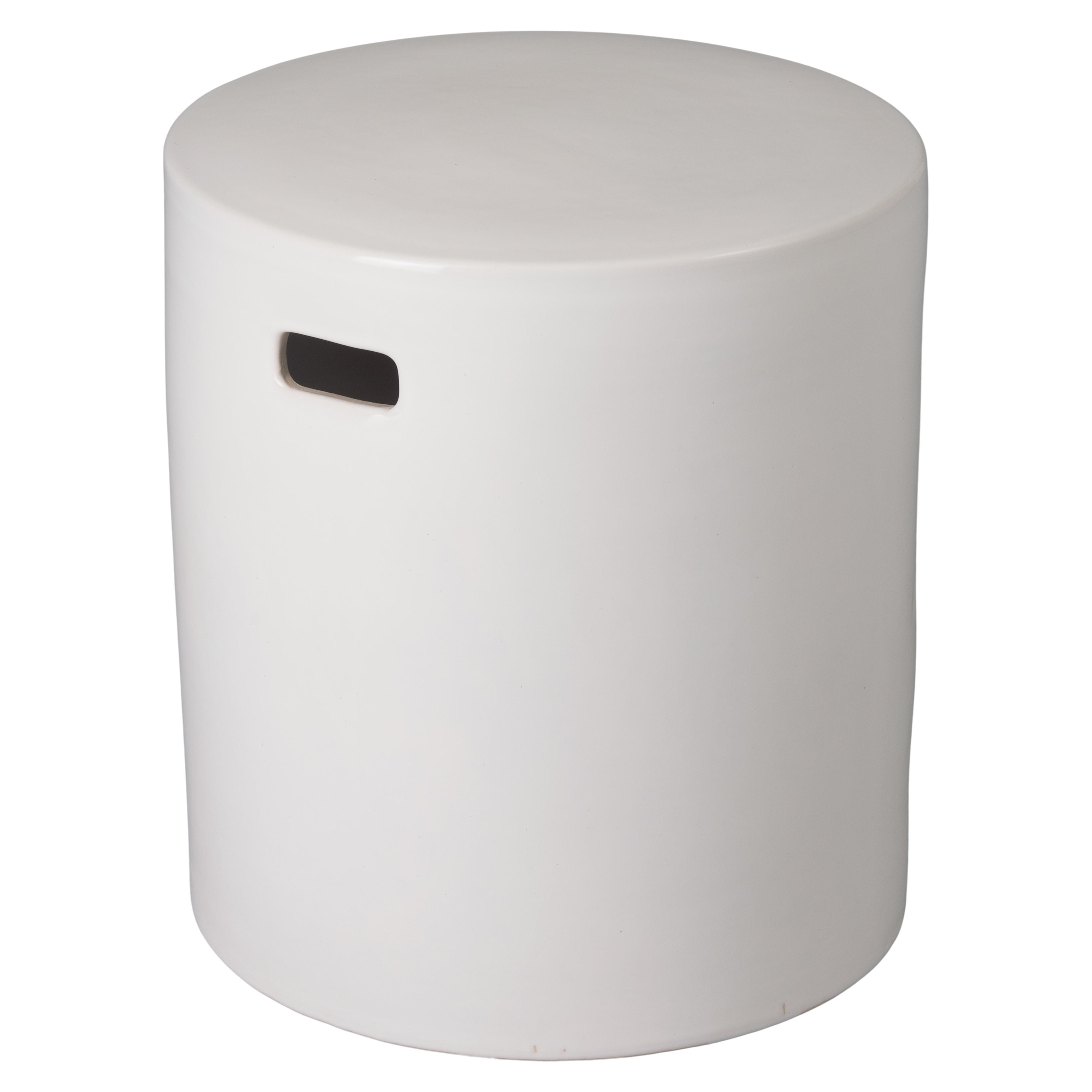 18 in. Round White Ceramic Garden Stool