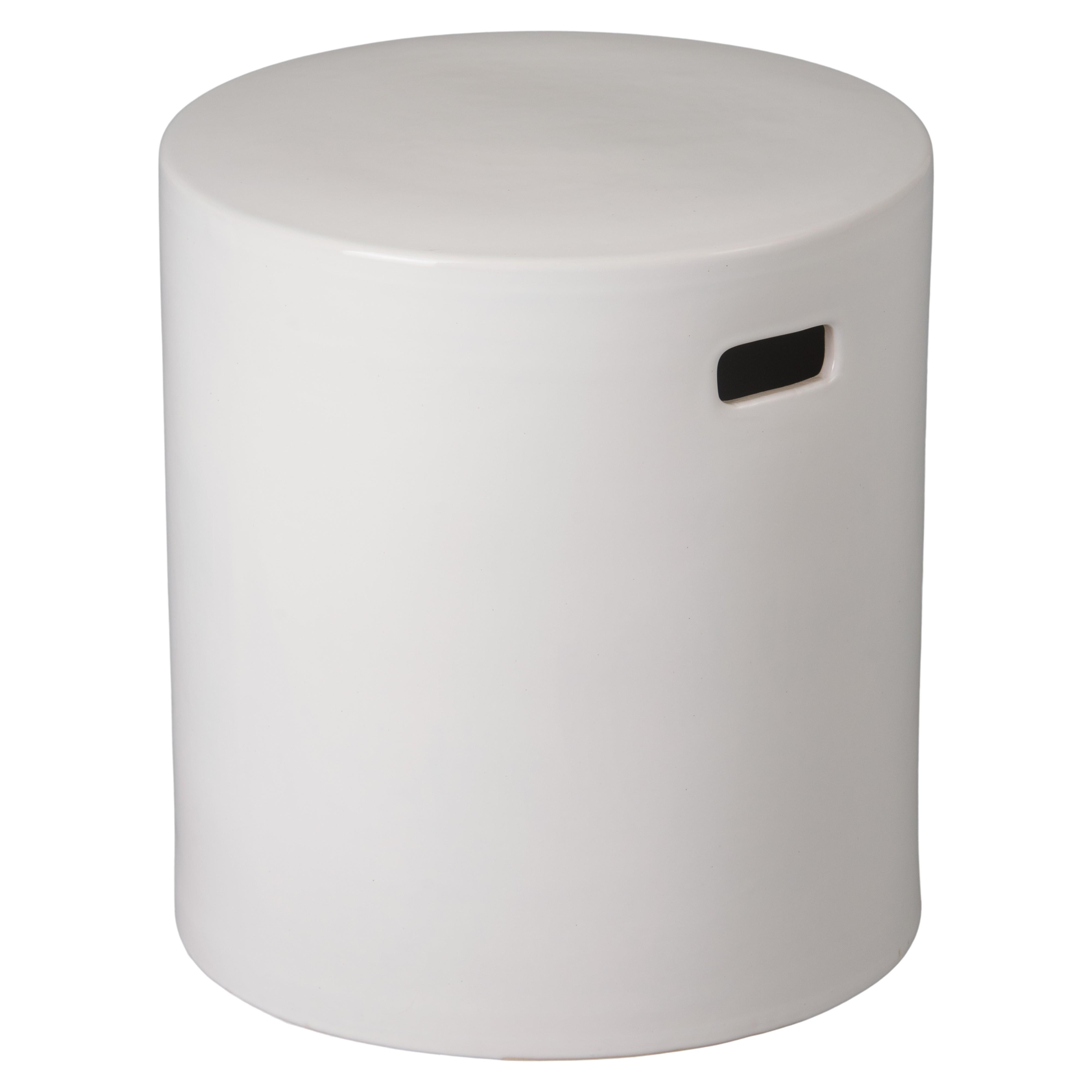 18 in. Round White Ceramic Garden Stool