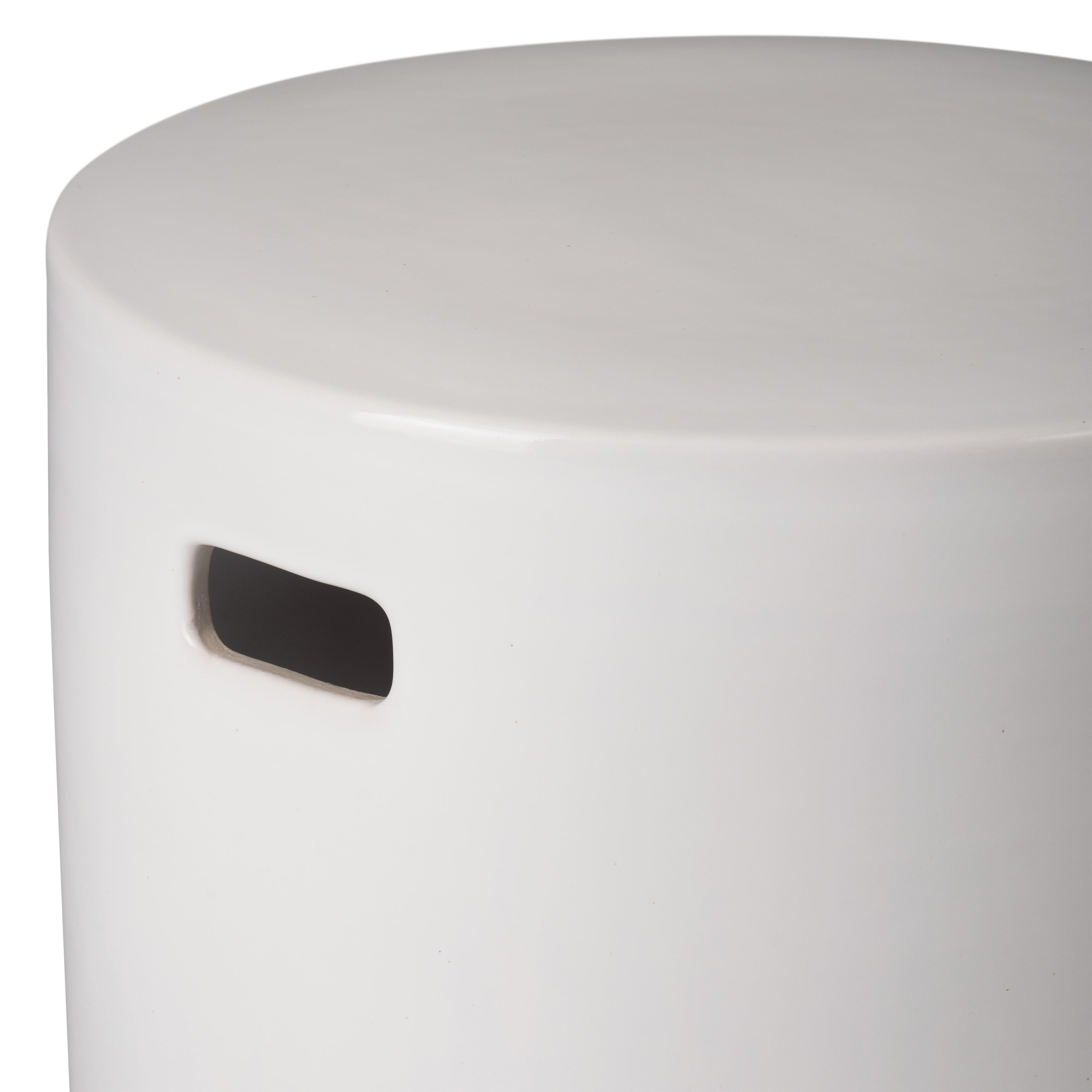 18 in. Round White Ceramic Garden Stool
