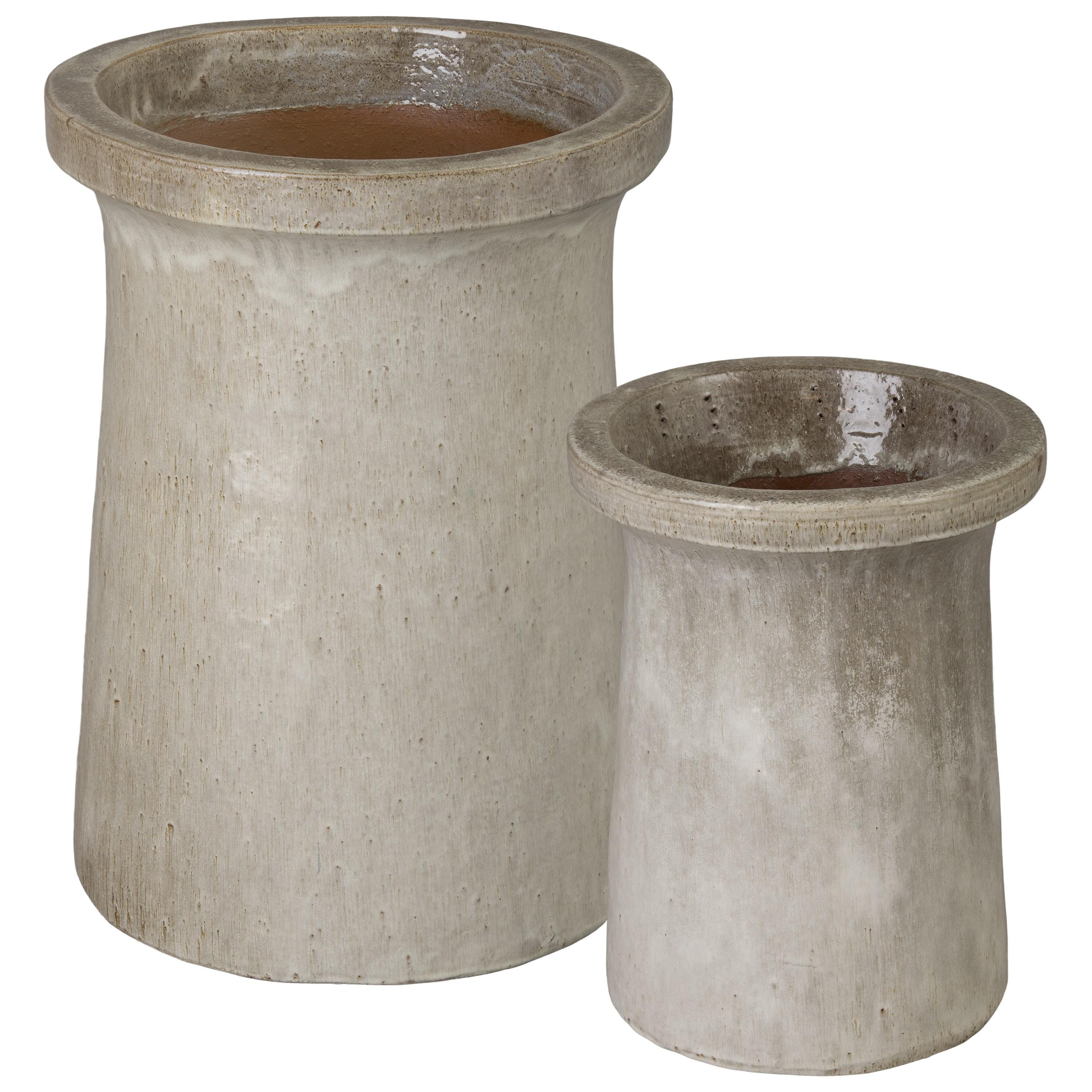 Set of 3 Plateau Gray Ceramic Planters