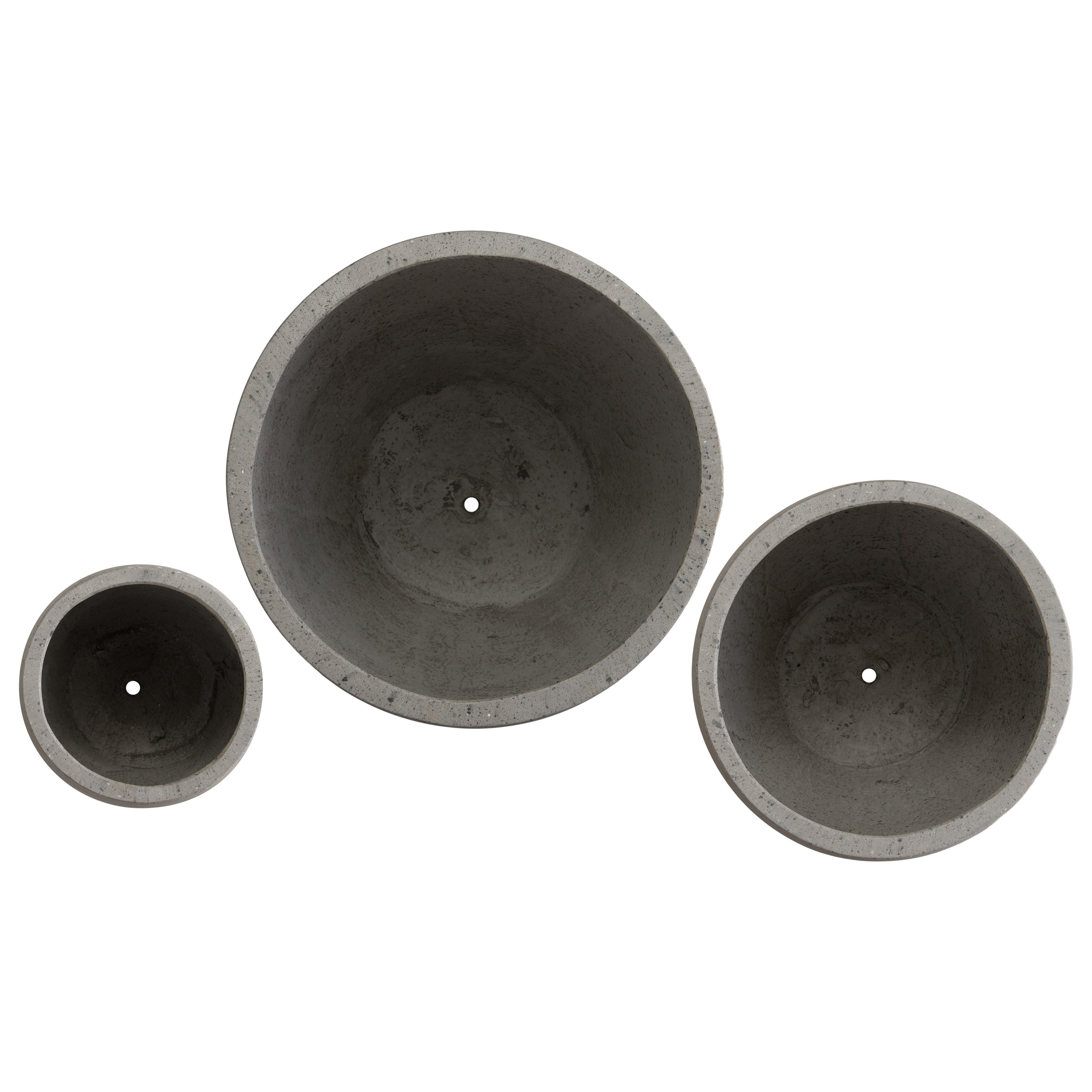 Set of 3 Round Gray Terrazzo Planters