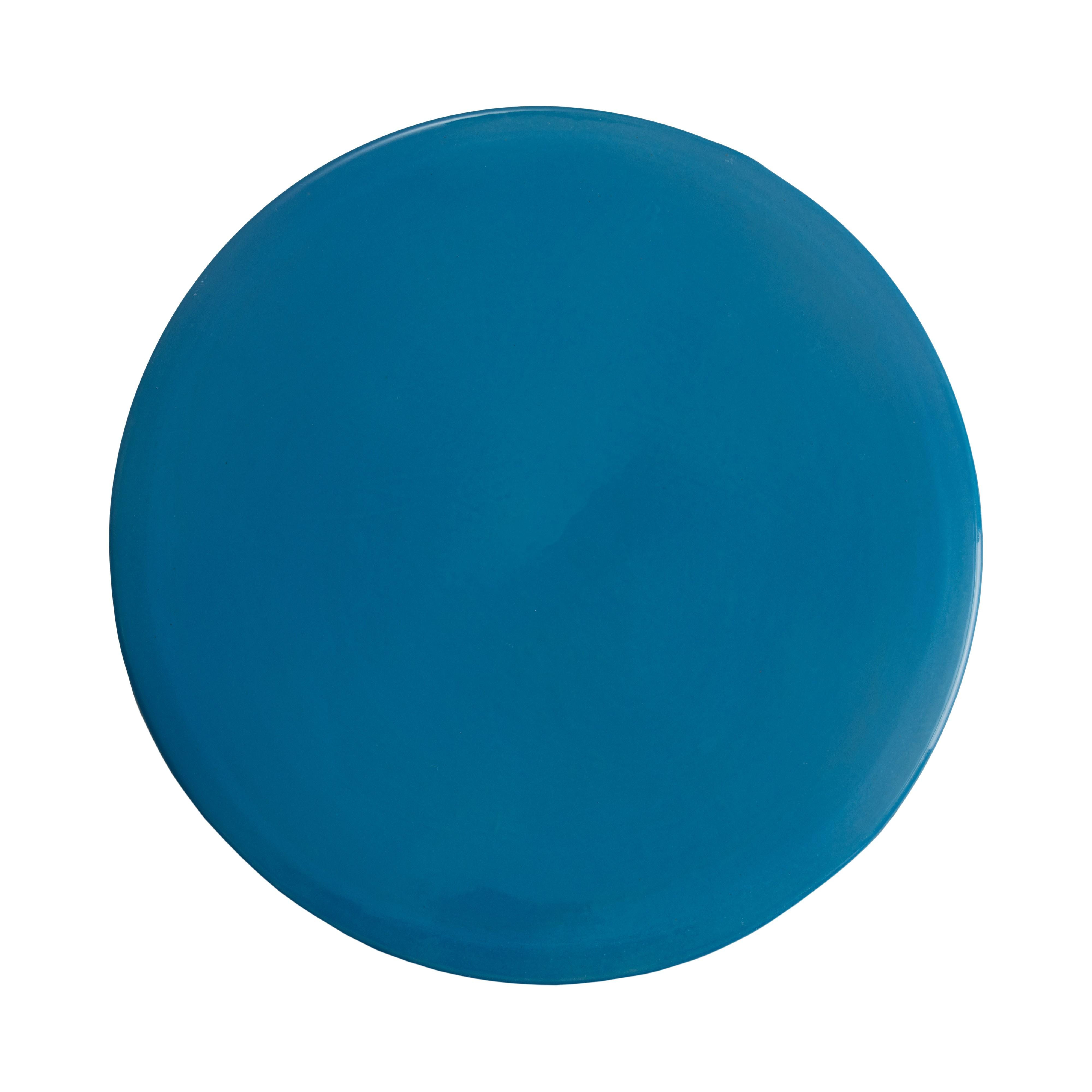 Intrepid 18 in. Round Turquoise Ceramic Garden Stool