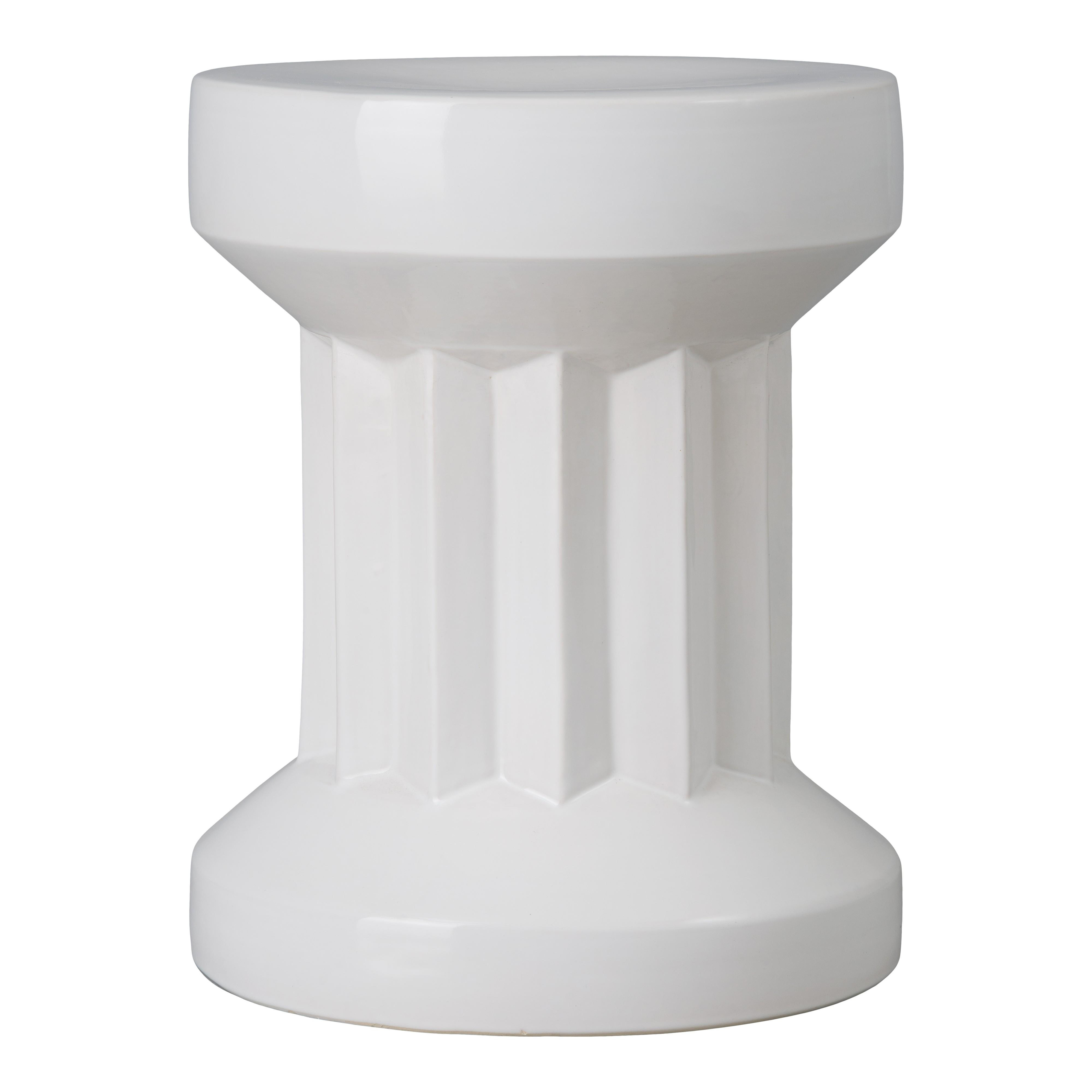 Intrepid 18 in. Round White Ceramic Garden Stool