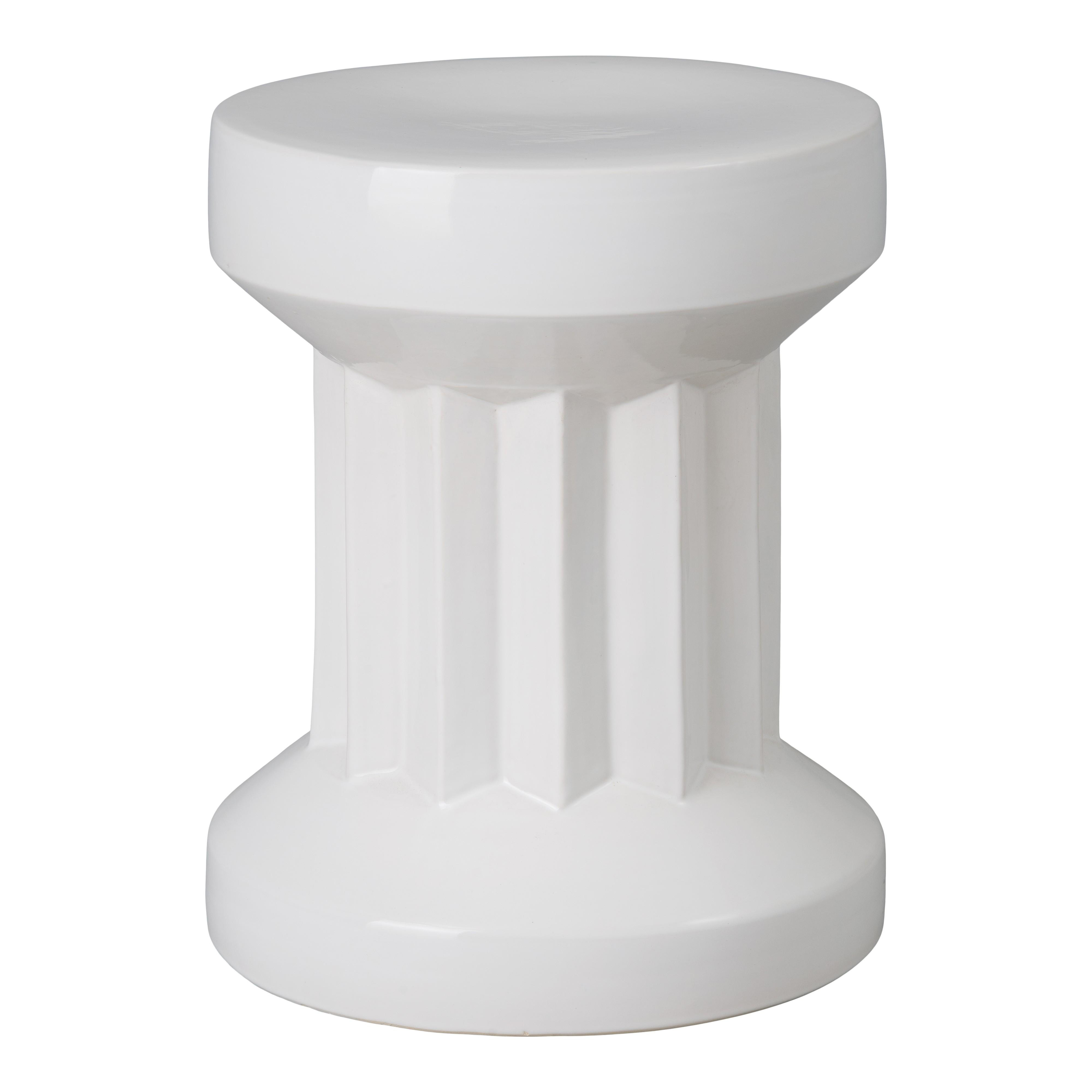 Intrepid 18 in. Round White Ceramic Garden Stool