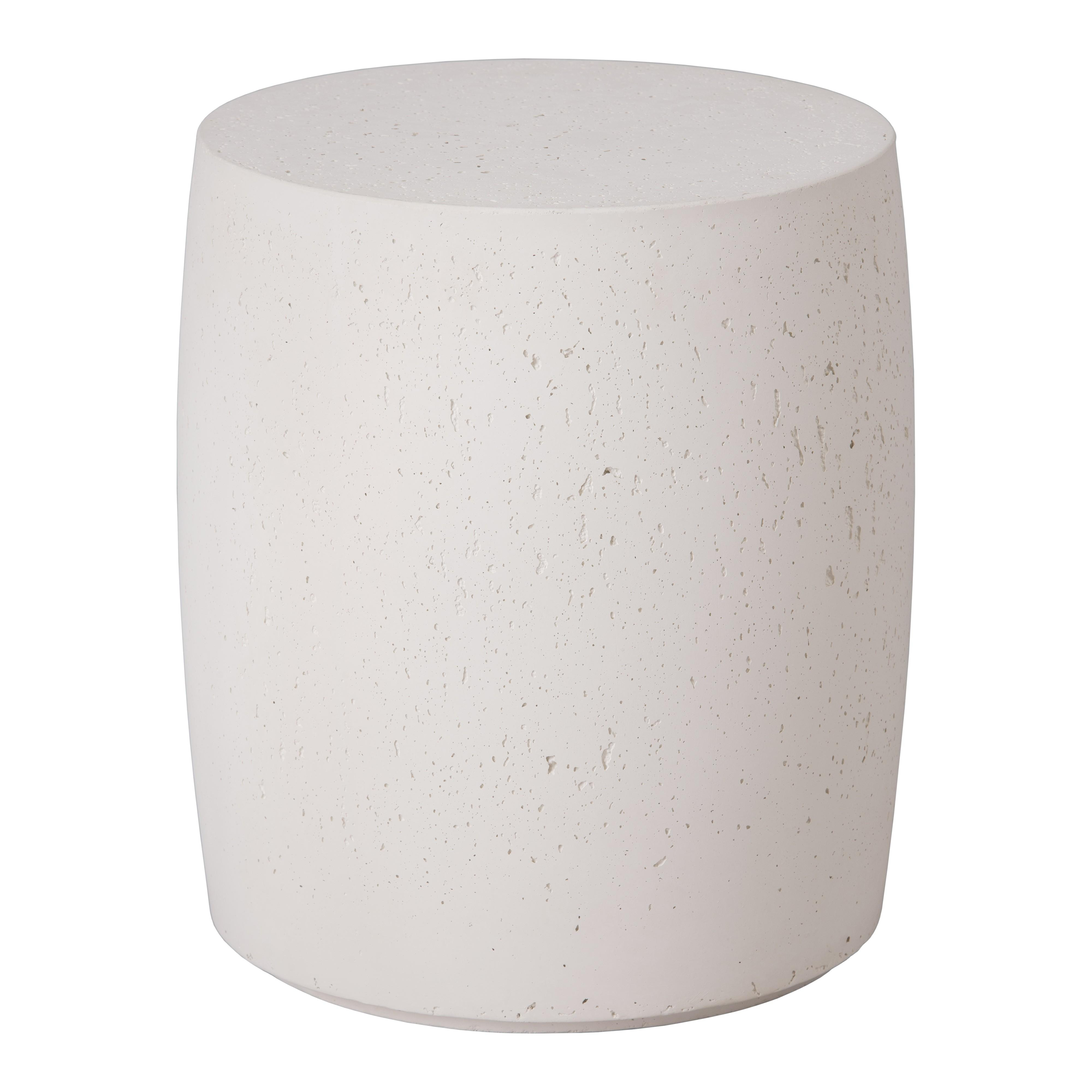 Drum 18 in. Round Chalk White Terrazzo Garden Stool