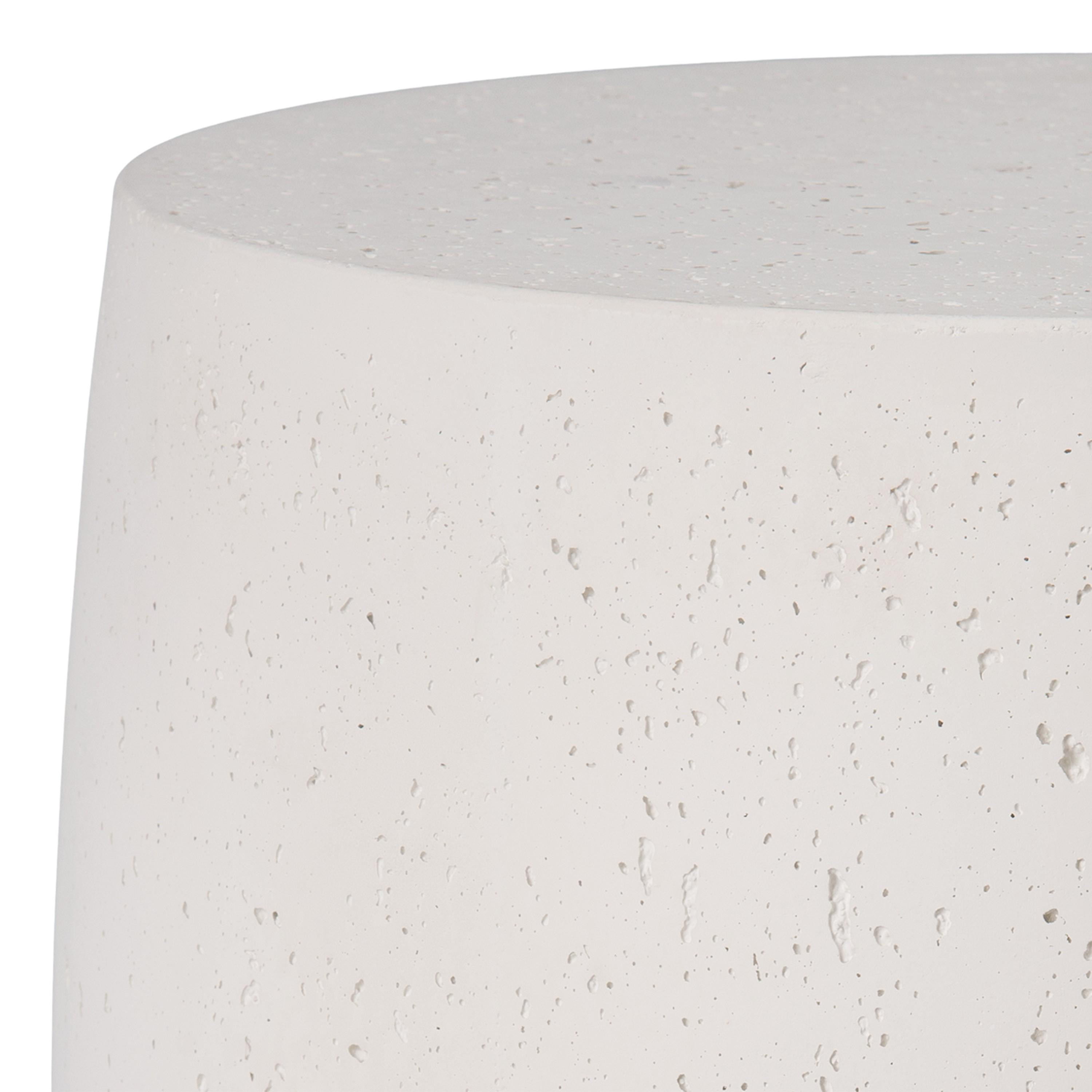 Drum 18 in. Round Chalk White Terrazzo Garden Stool