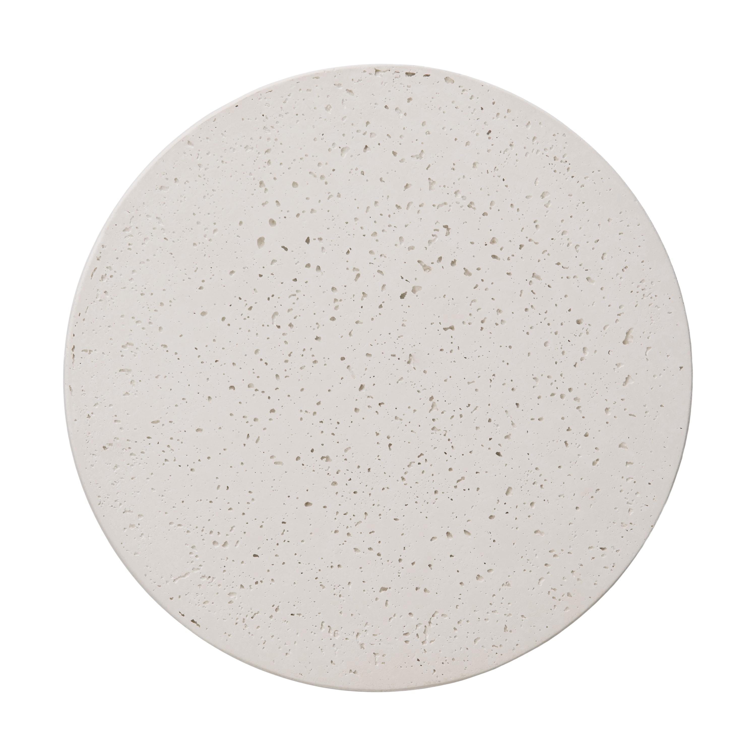 Drum 18 in. Round Chalk White Terrazzo Garden Stool