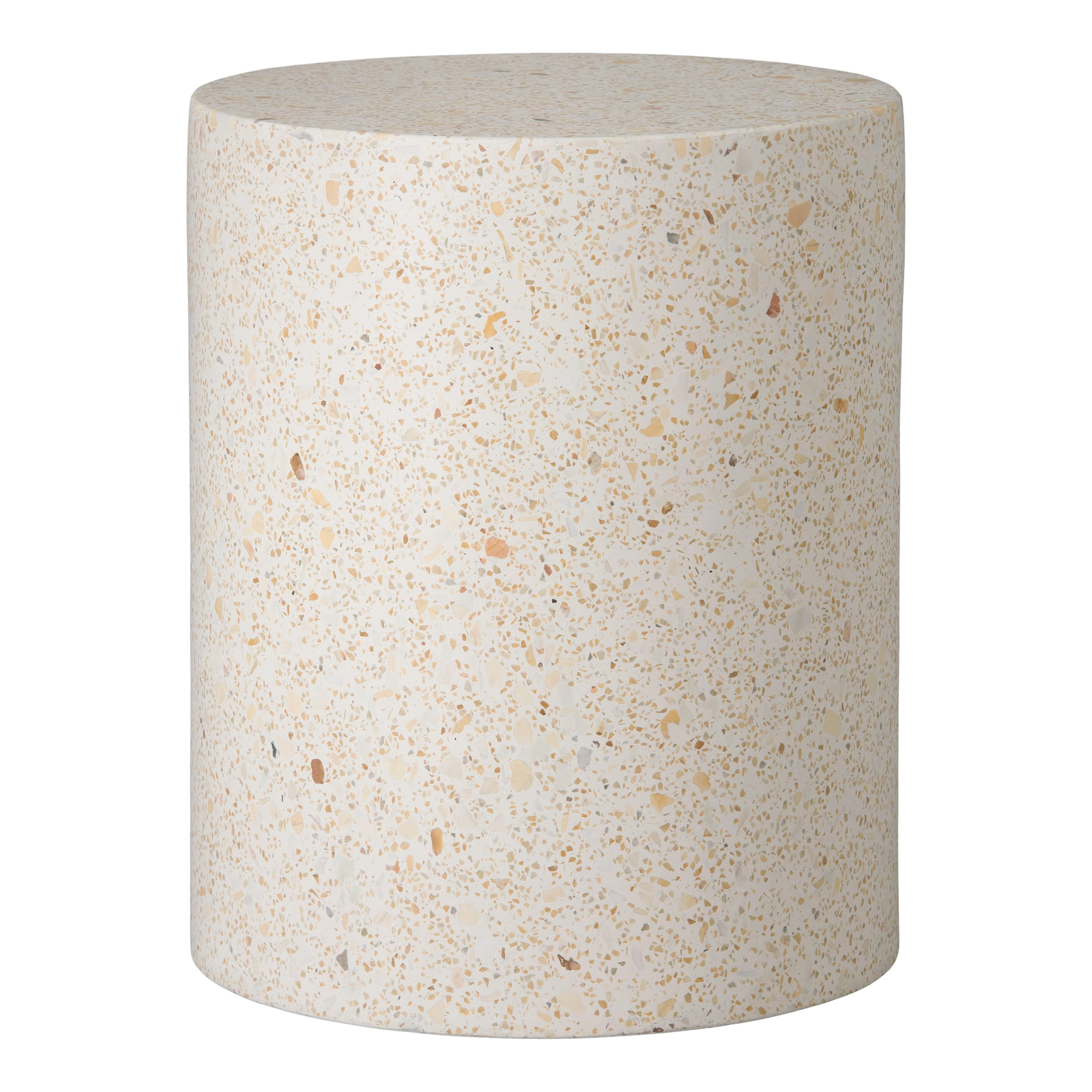 Cylinder 18 in. Yellow Terrazzo Garden Stool