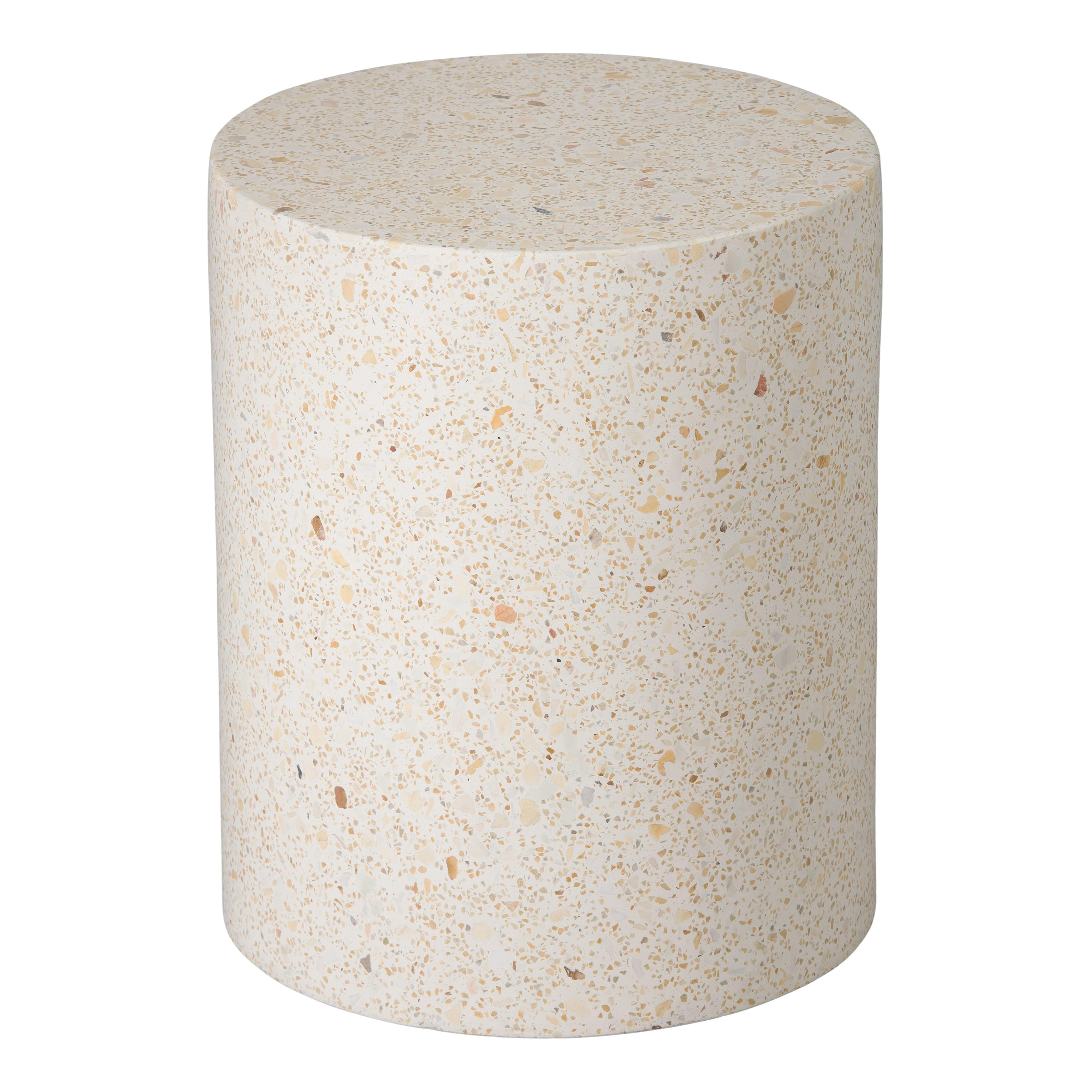 Cylinder 18 in. Yellow Terrazzo Garden Stool