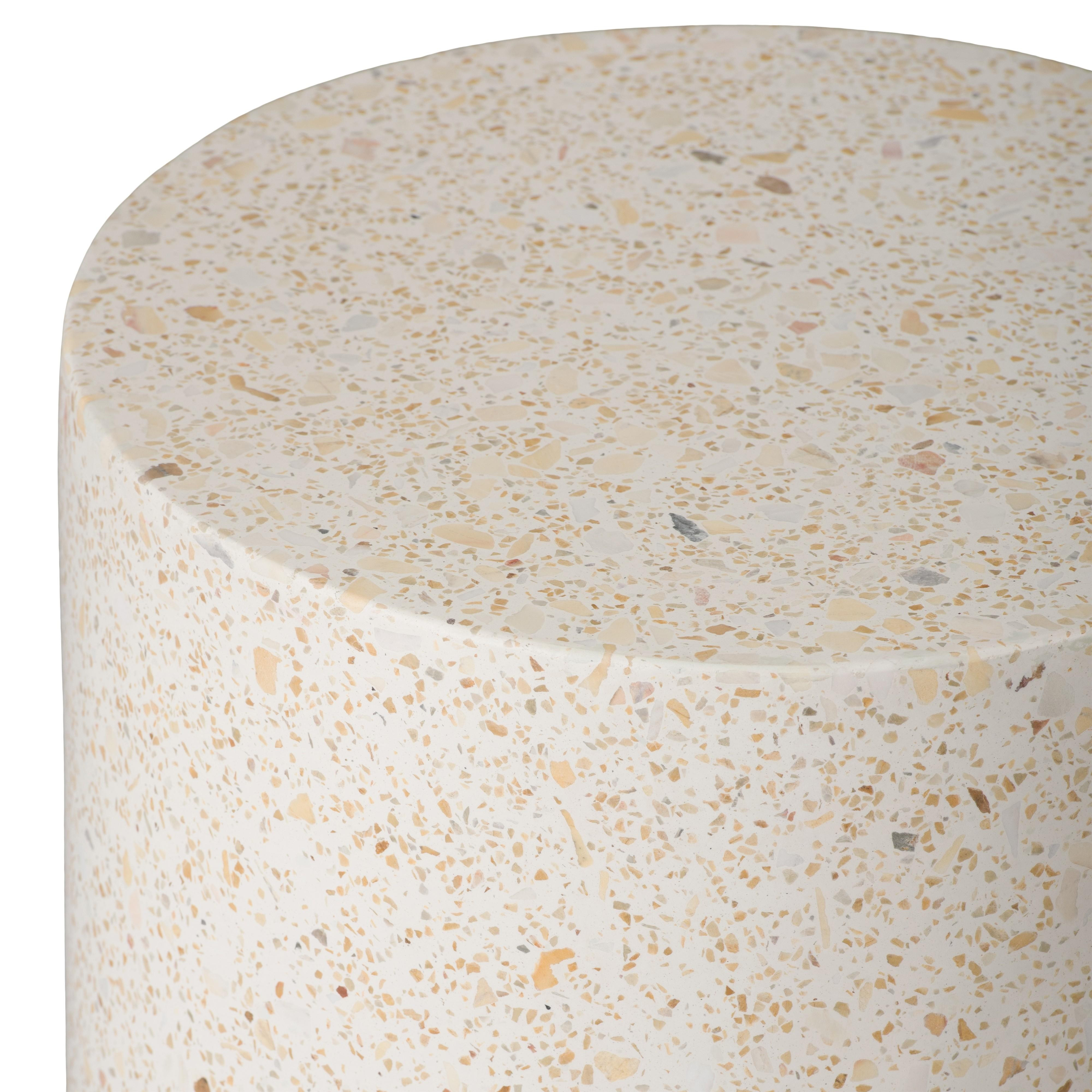 Cylinder 18 in. Yellow Terrazzo Garden Stool