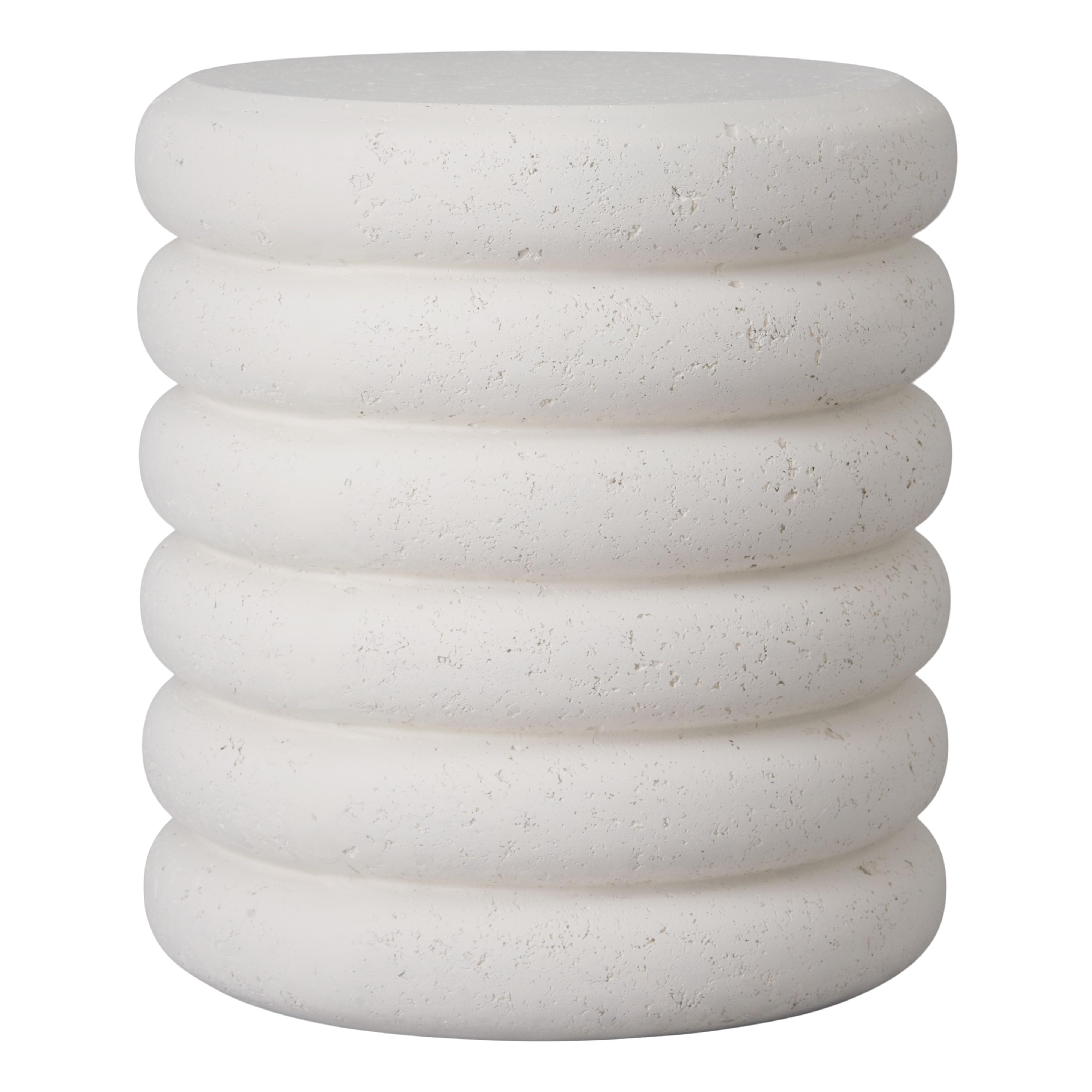 Torus 20 in. Round Chalk White Terrazzo Garden Stool