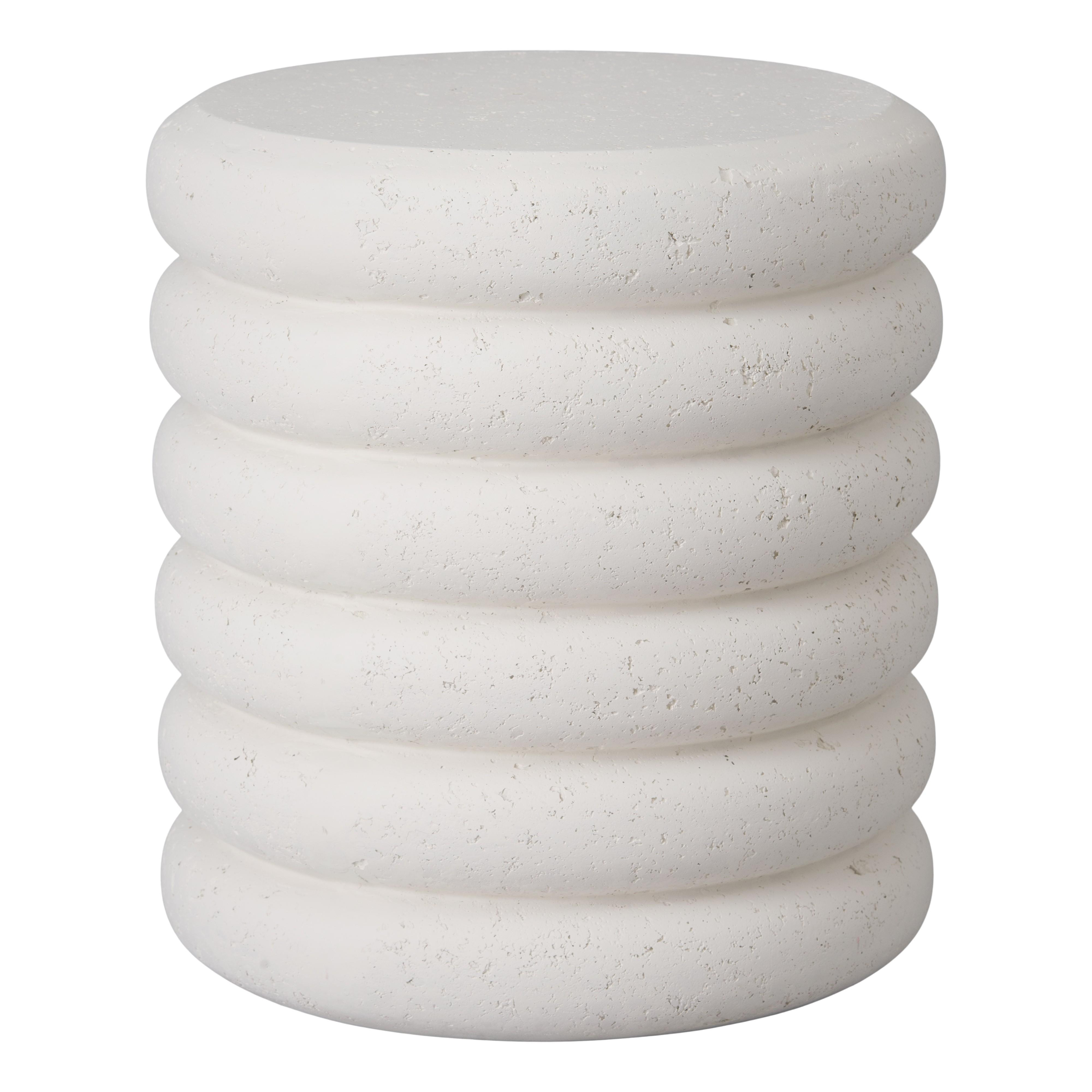 Torus 20 in. Round Chalk White Terrazzo Garden Stool