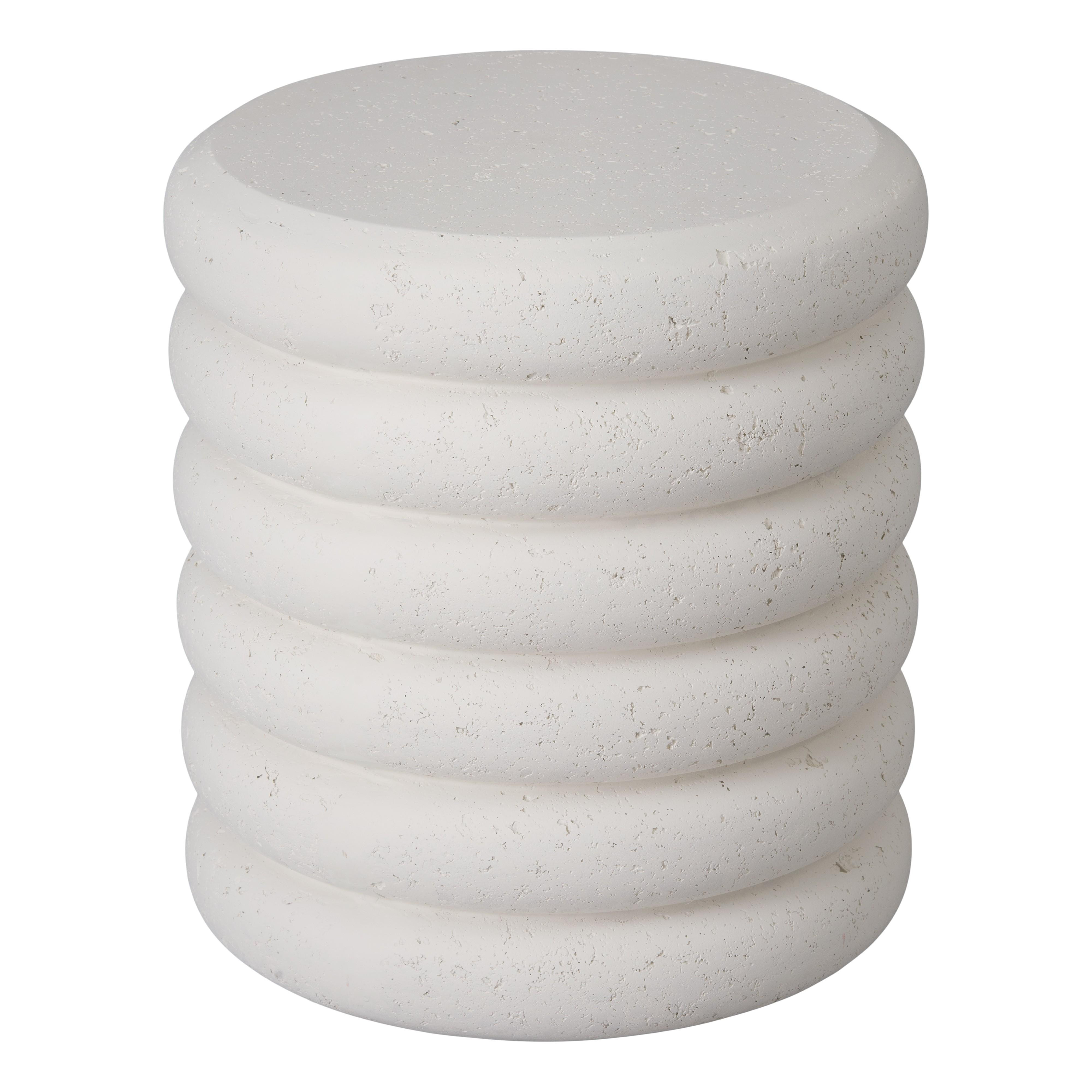Torus 20 in. Round Chalk White Terrazzo Garden Stool