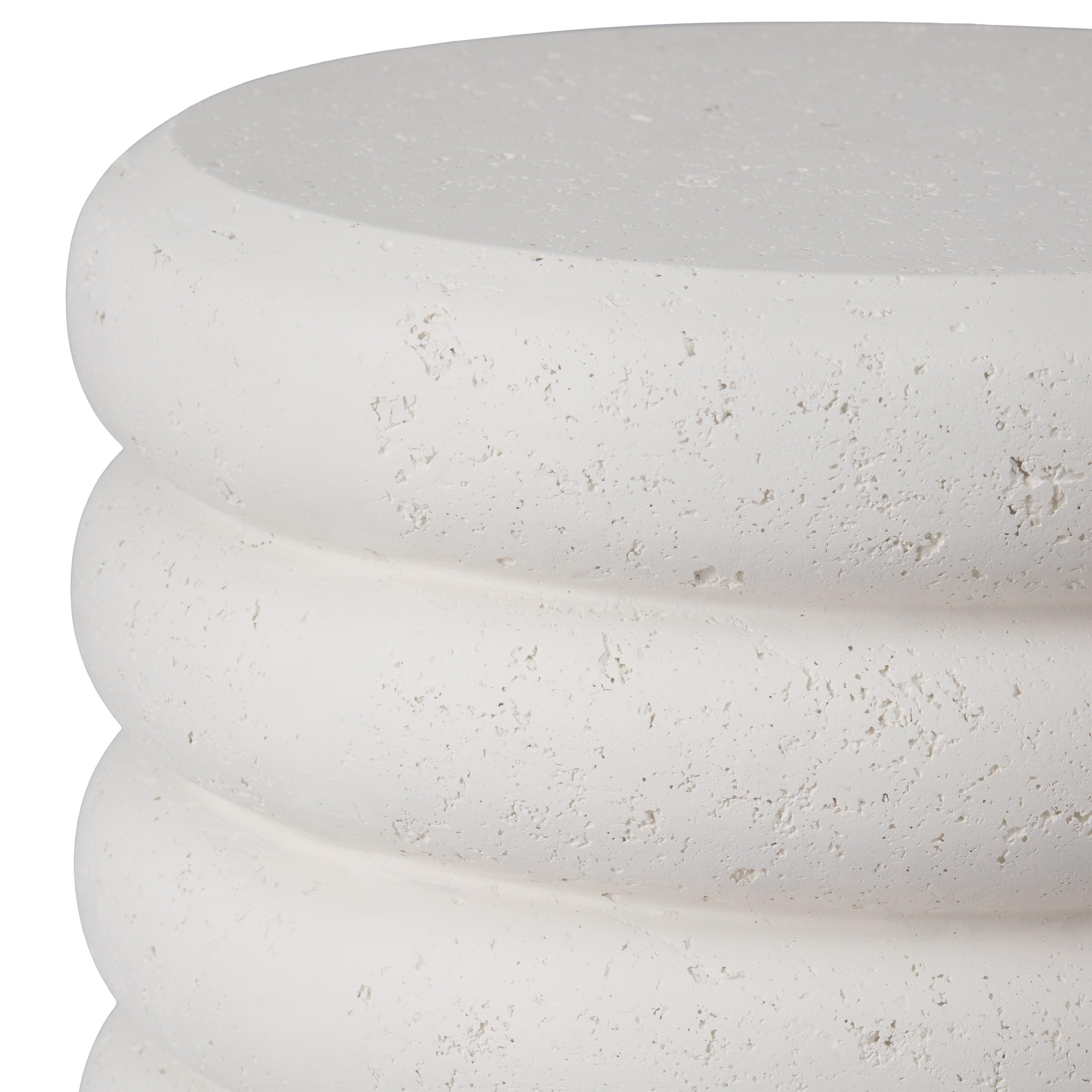 Torus 20 in. Round Chalk White Terrazzo Garden Stool
