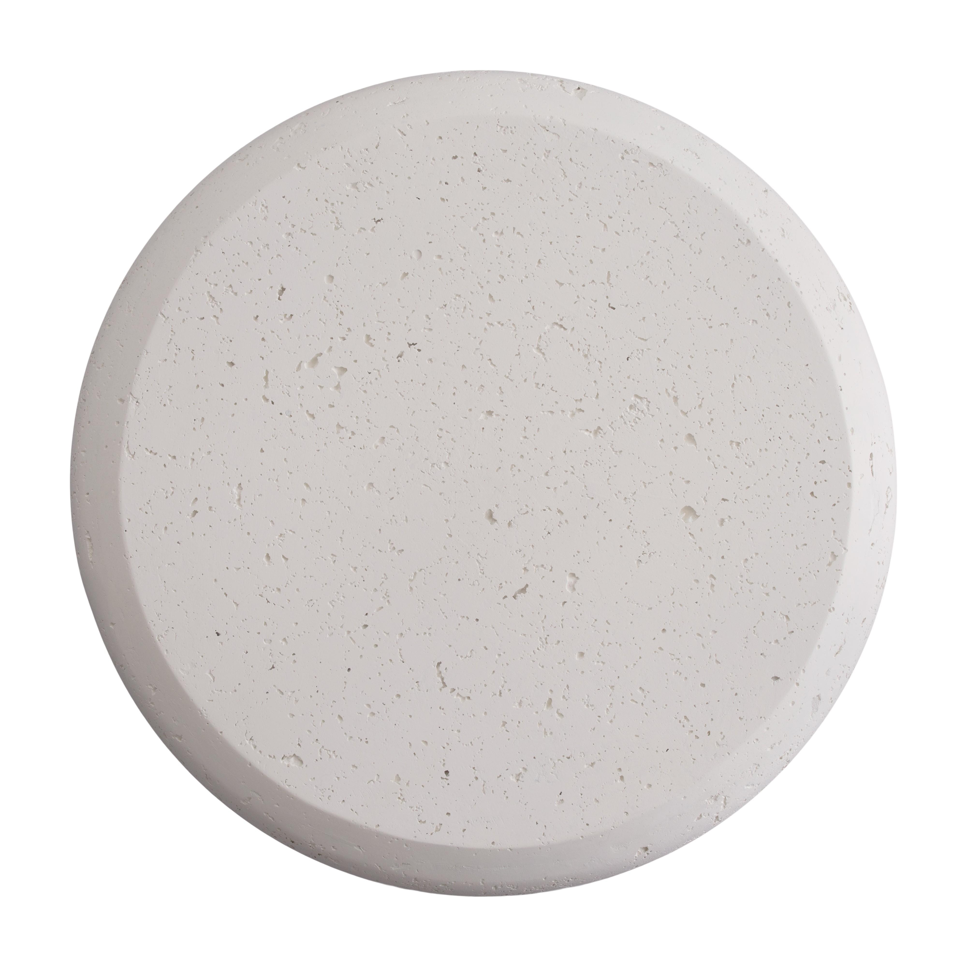 Torus 20 in. Round Chalk White Terrazzo Garden Stool