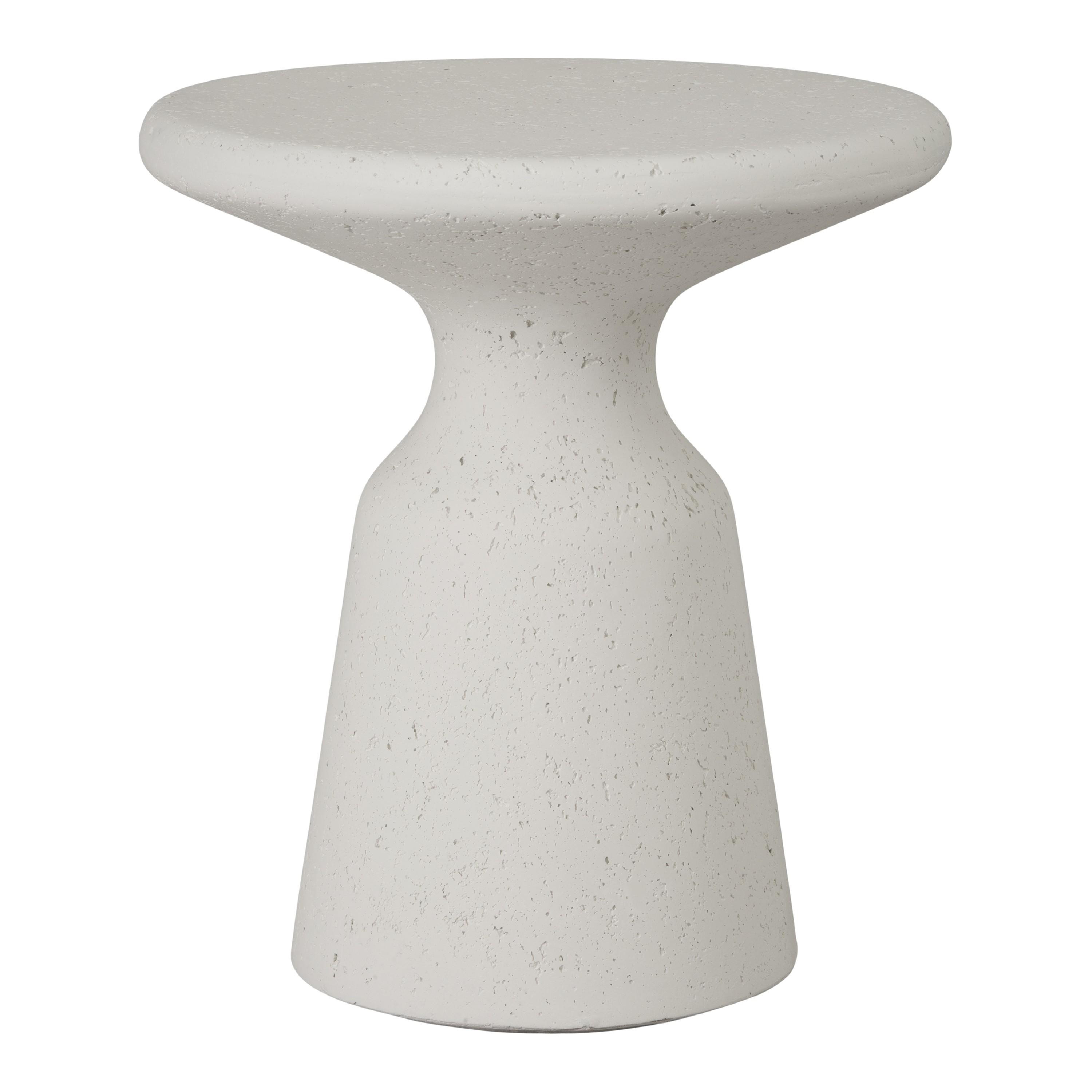 Thin Mushroom 20 in. Chalk White Terrazzo Garden Stool