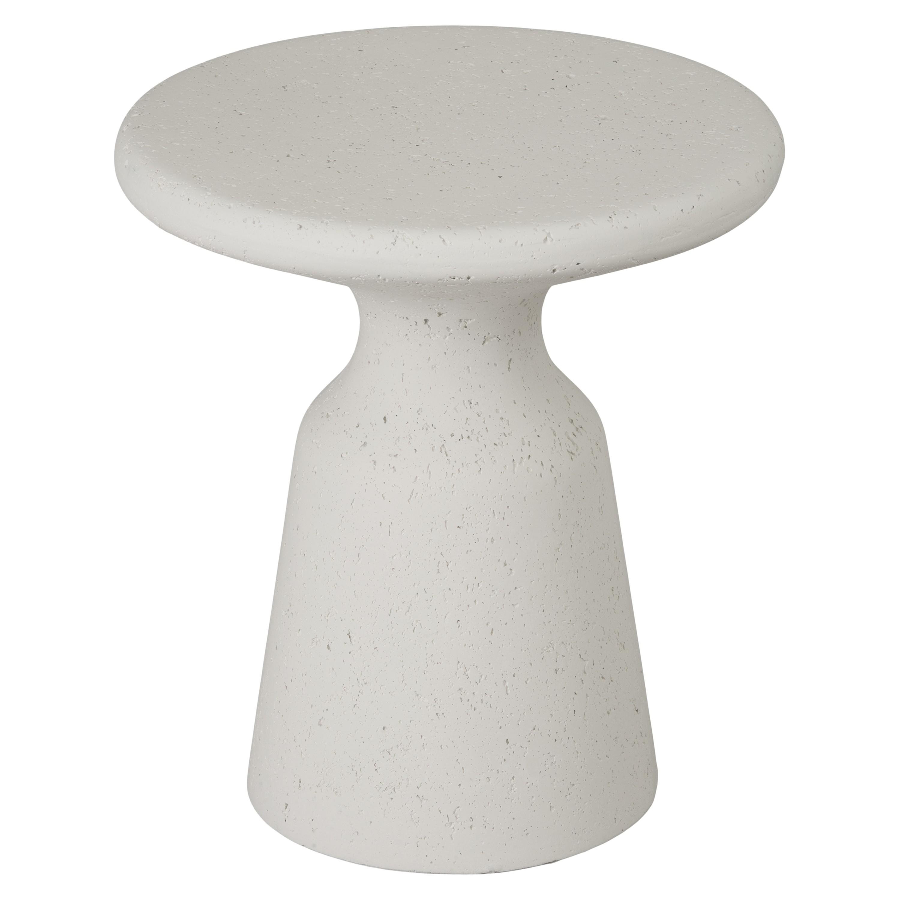Thin Mushroom 20 in. Chalk White Terrazzo Garden Stool