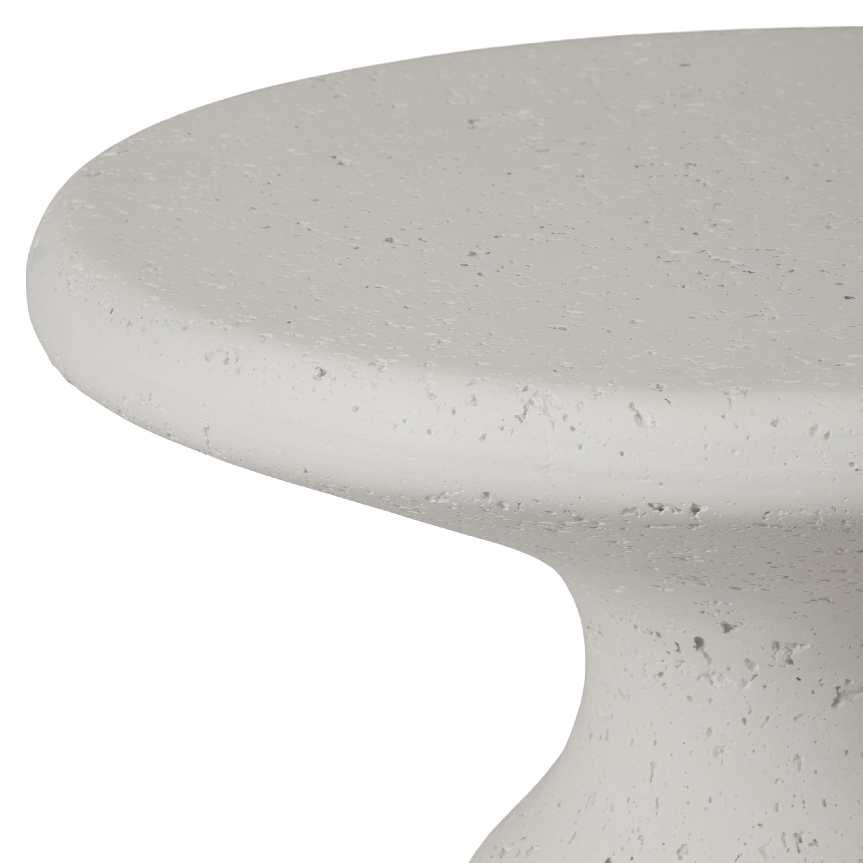 Thin Mushroom 20 in. Chalk White Terrazzo Garden Stool