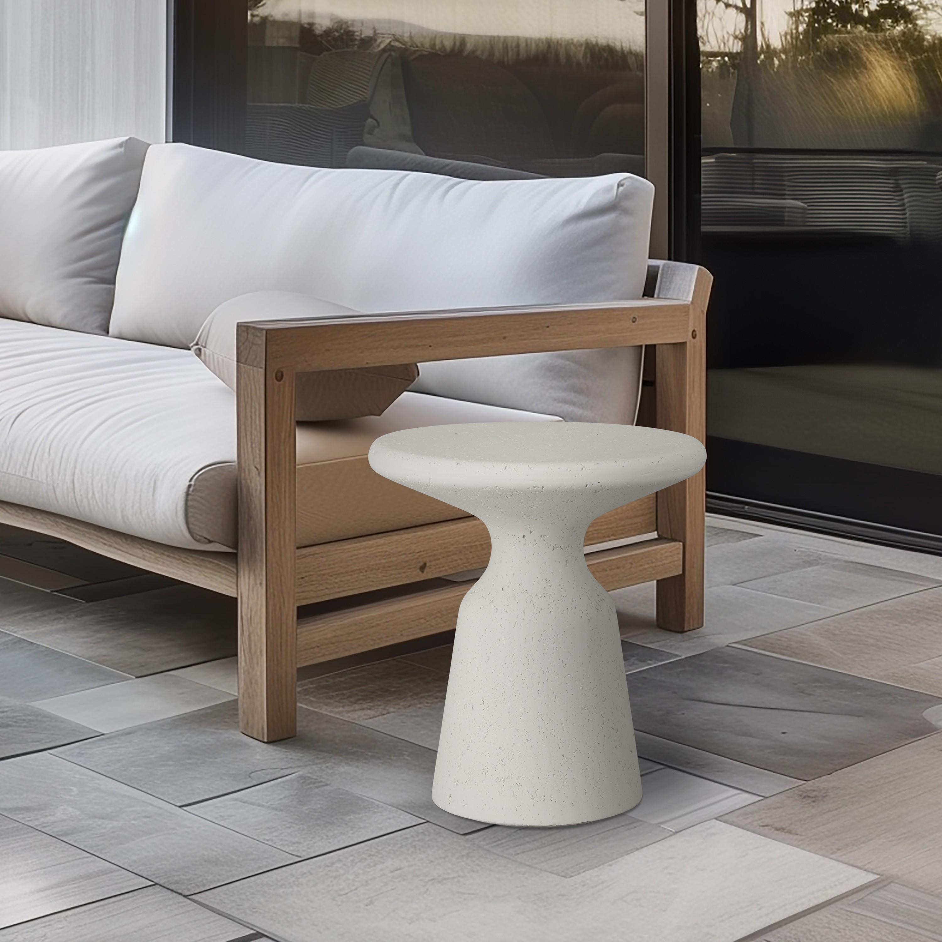 Thin Mushroom 20 in. Chalk White Terrazzo Garden Stool
