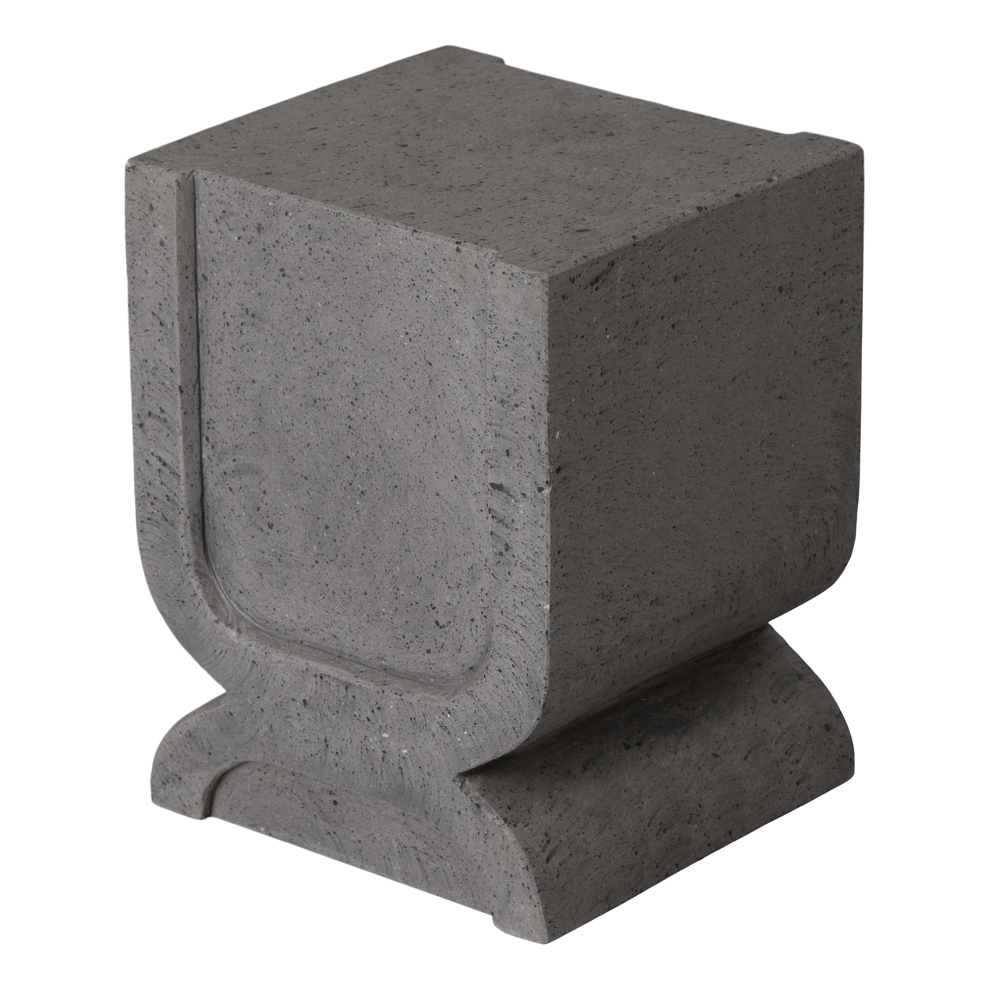Uri 18 in. Square Gray Terrazzo Garden Stool