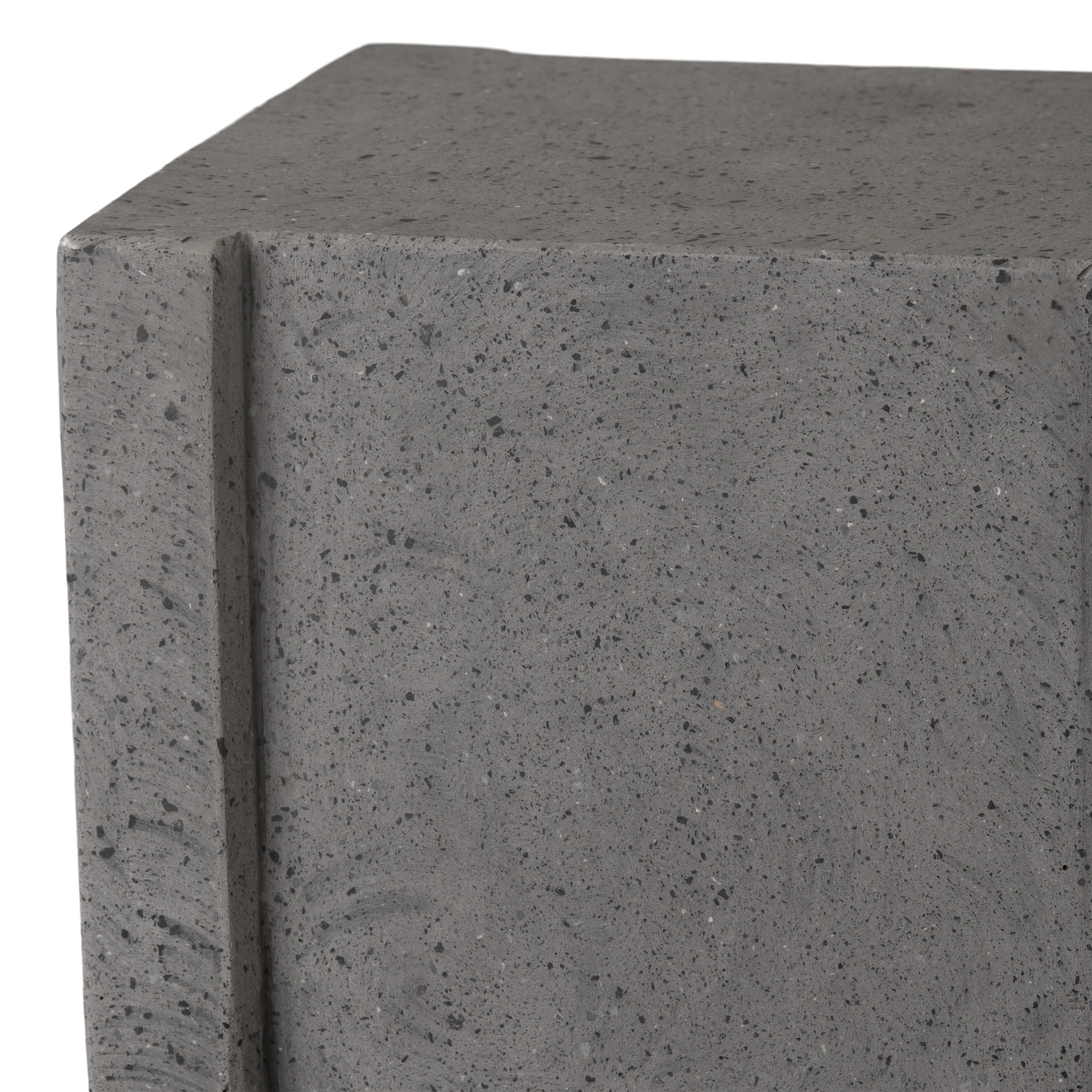Uri 18 in. Square Gray Terrazzo Garden Stool