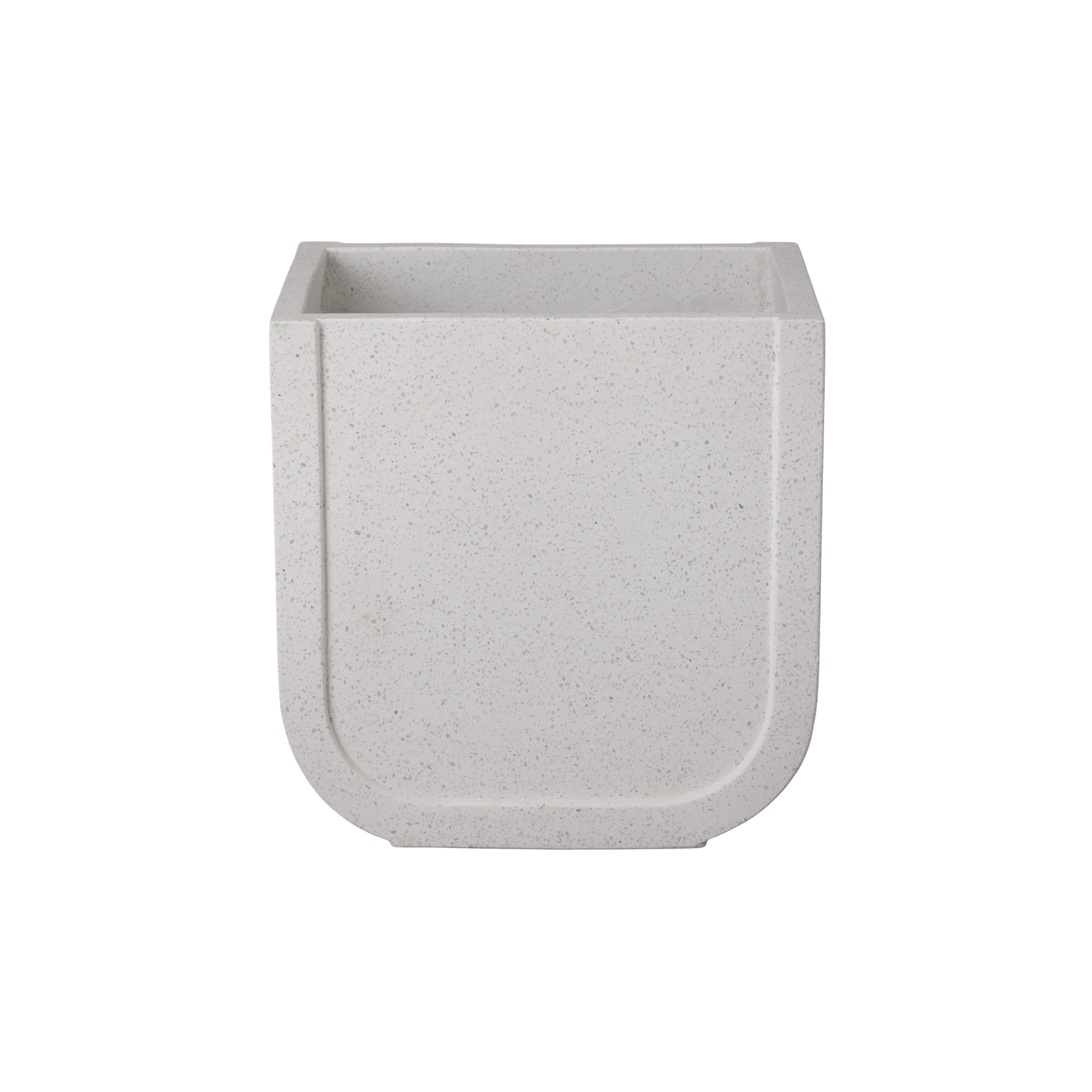 Uri 20 in. Square White Terrazzo Planter