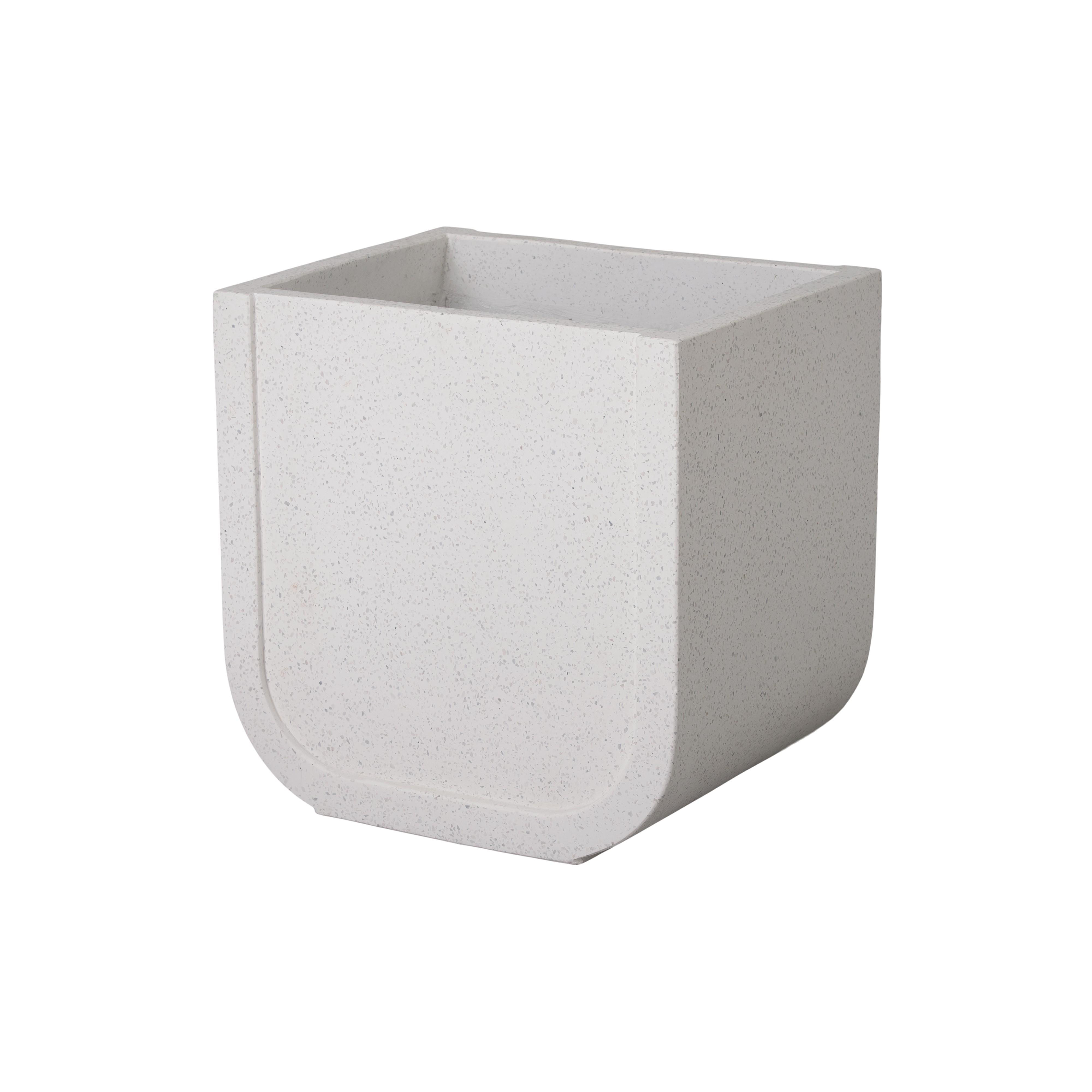 Uri 20 in. Square White Terrazzo Planter
