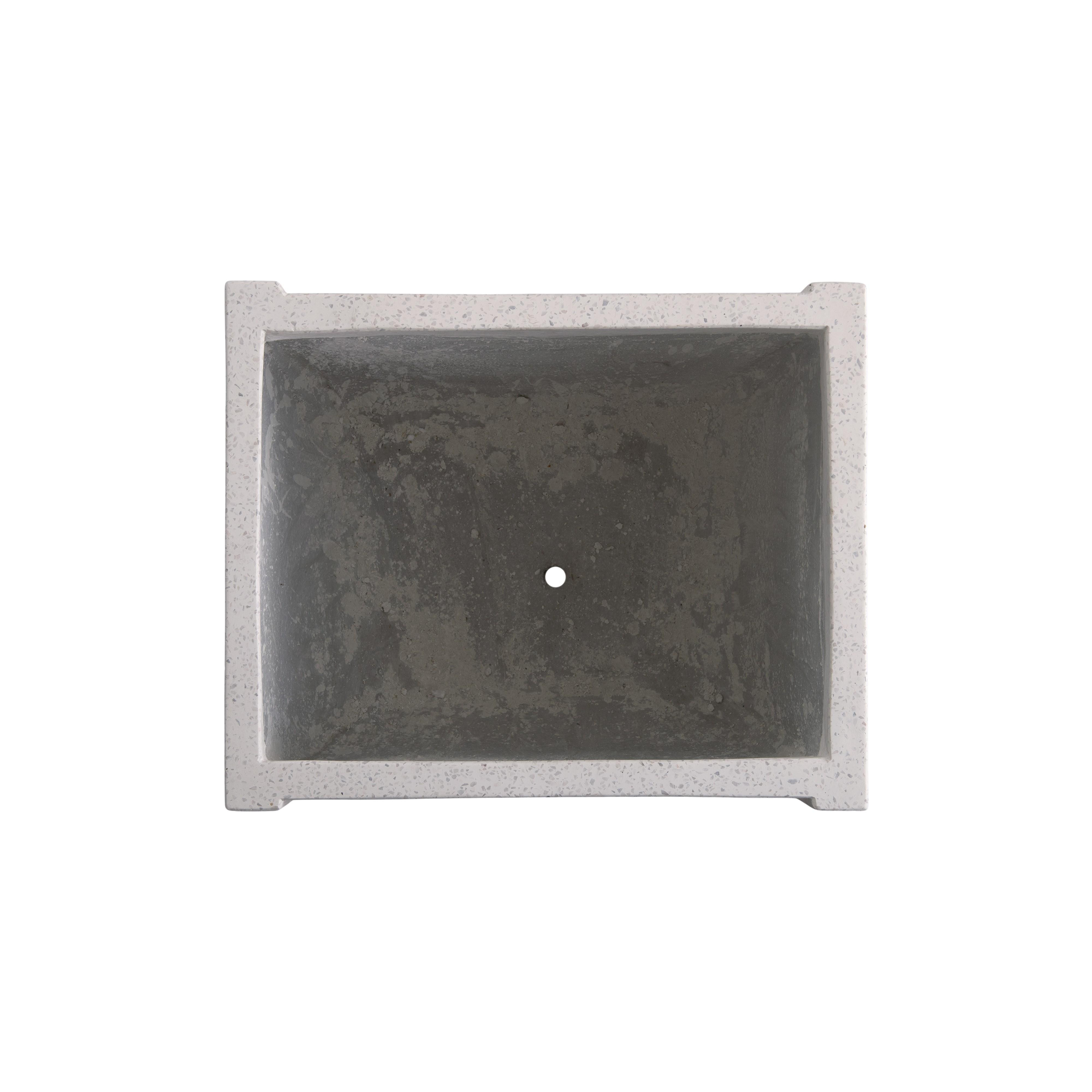 Uri 20 in. Square White Terrazzo Planter