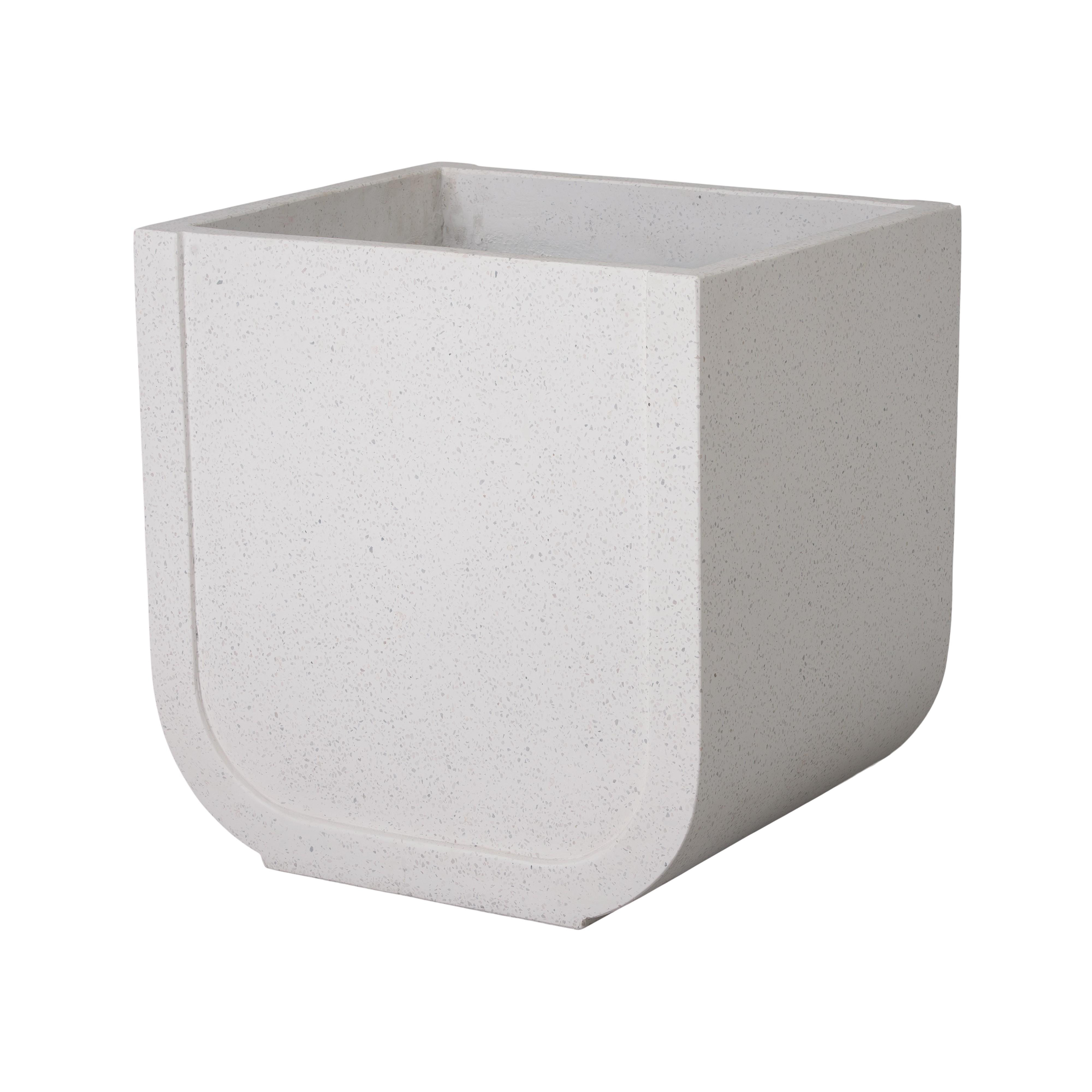 Uri 23.5 in. Square White Terrazzo Planter