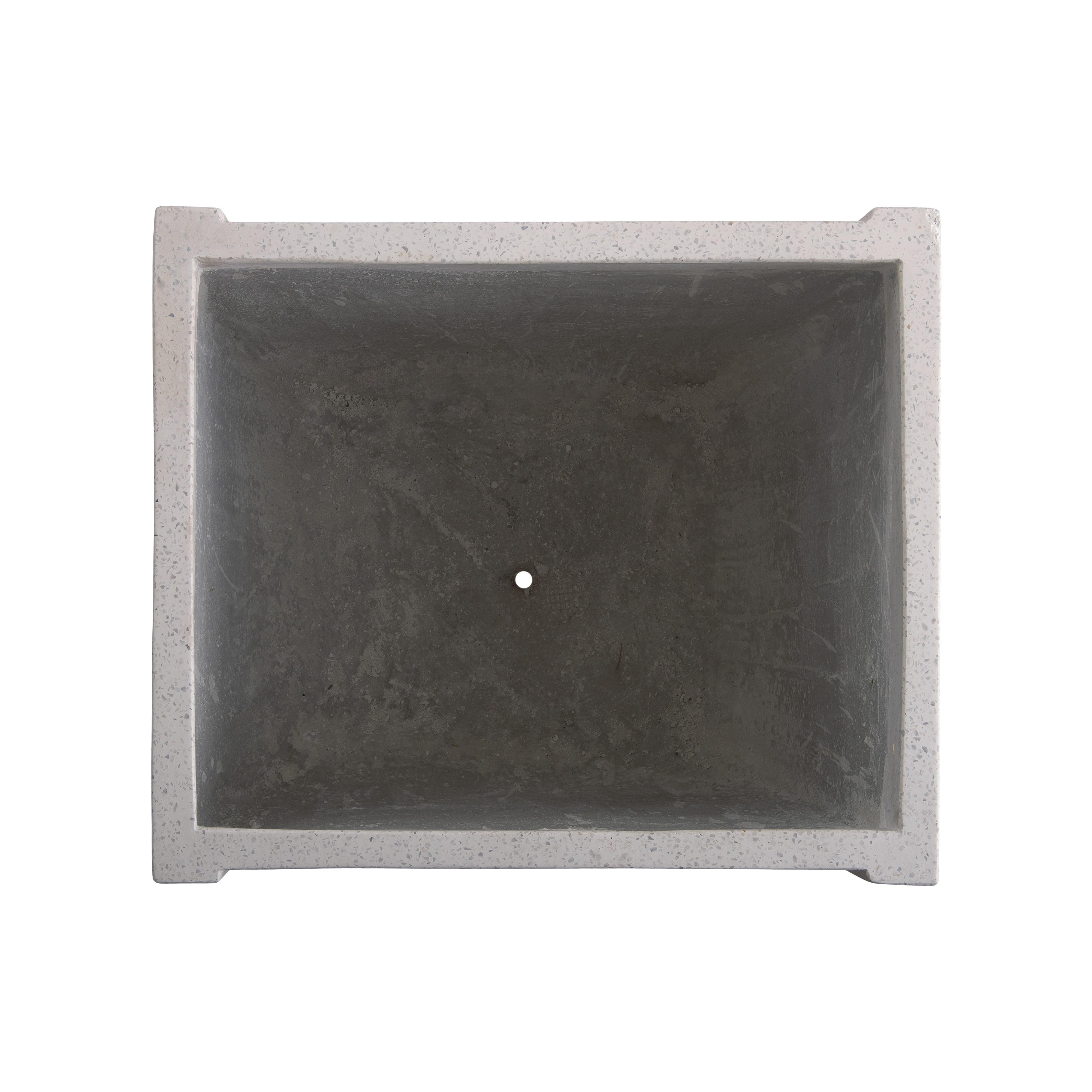 Uri 23.5 in. Square White Terrazzo Planter
