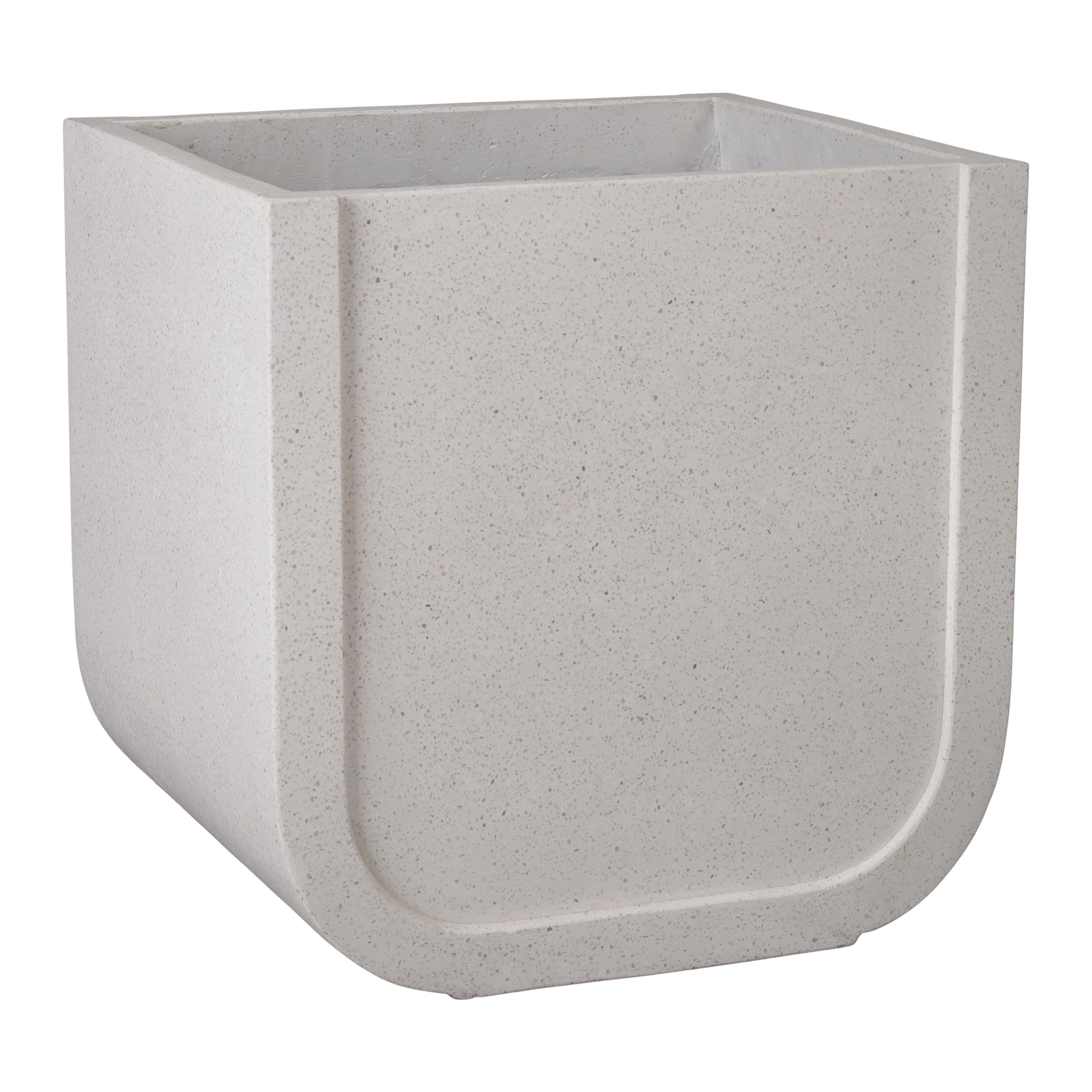 Uri 28.5 in. Square White Terrazzo Planter