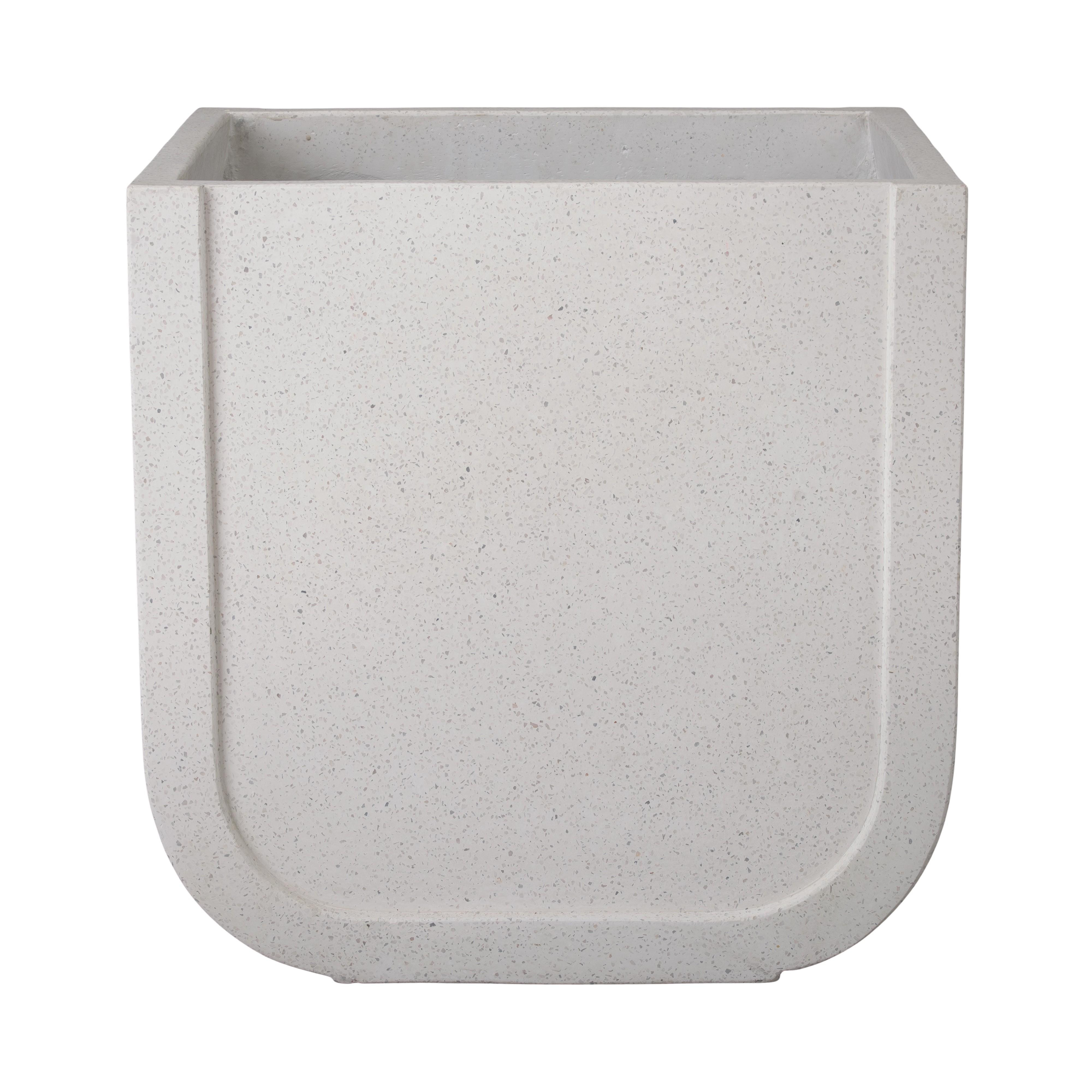 Uri 28.5 in. Square White Terrazzo Planter