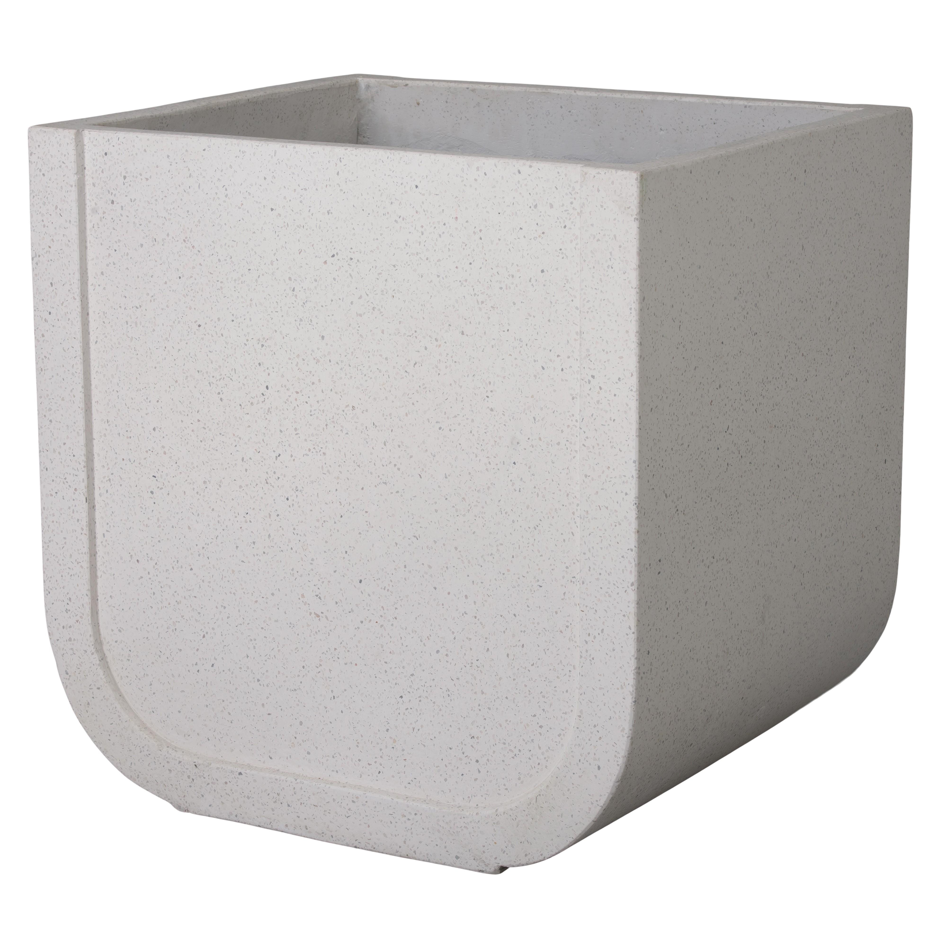 Uri 28.5 in. Square White Terrazzo Planter