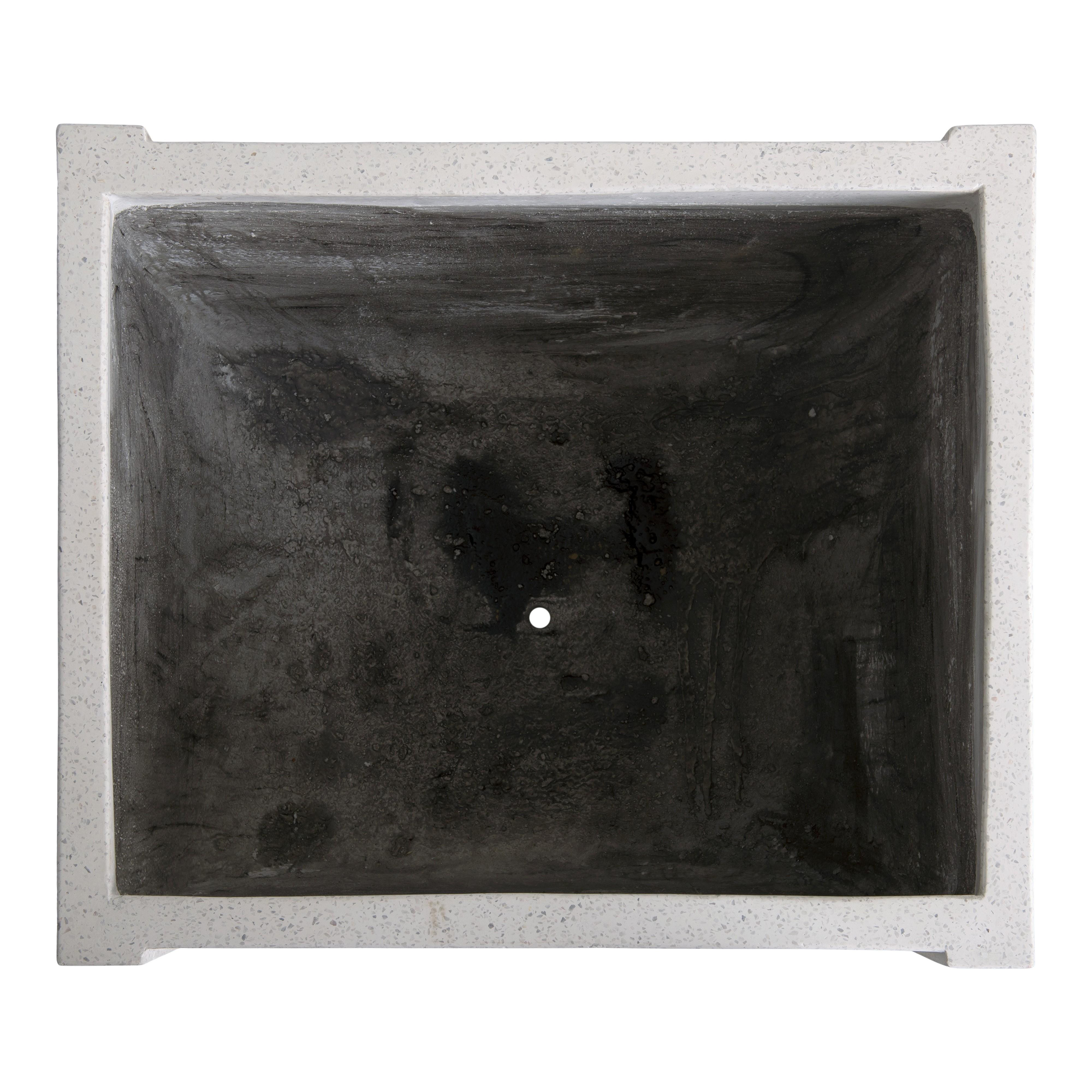 Uri 28.5 in. Square White Terrazzo Planter